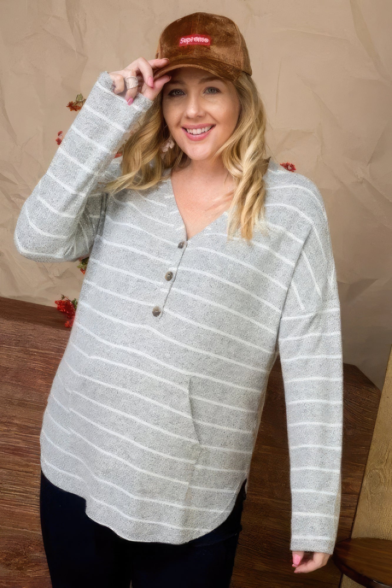 Brushed Hacci Two Tone Stripe Top - Tigbul's Variety Fashion Shop