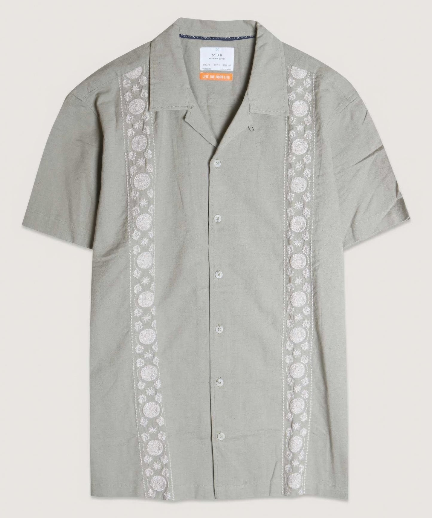 Embroidered Panels Camp Shirt - Tigbul's Variety Fashion Shop