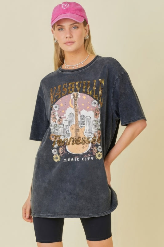 Washing Nashville Music City Graphic T-shirts - Tigbul's Variety Fashion Shop