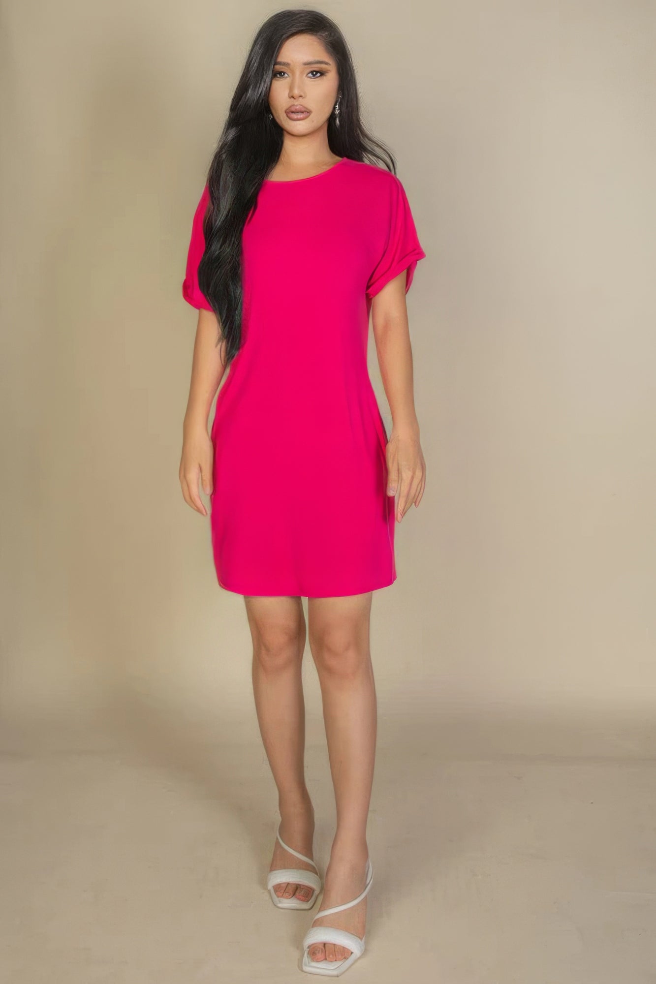 Side Pocket Double Folded Mini Dress - Tigbul's Variety Fashion Shop