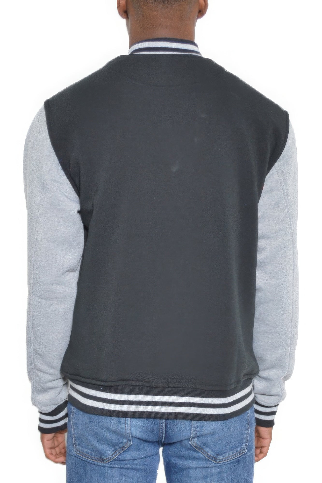 Mens Fleece Snap Button Varsity Jacket - Tigbul's Variety Fashion Shop