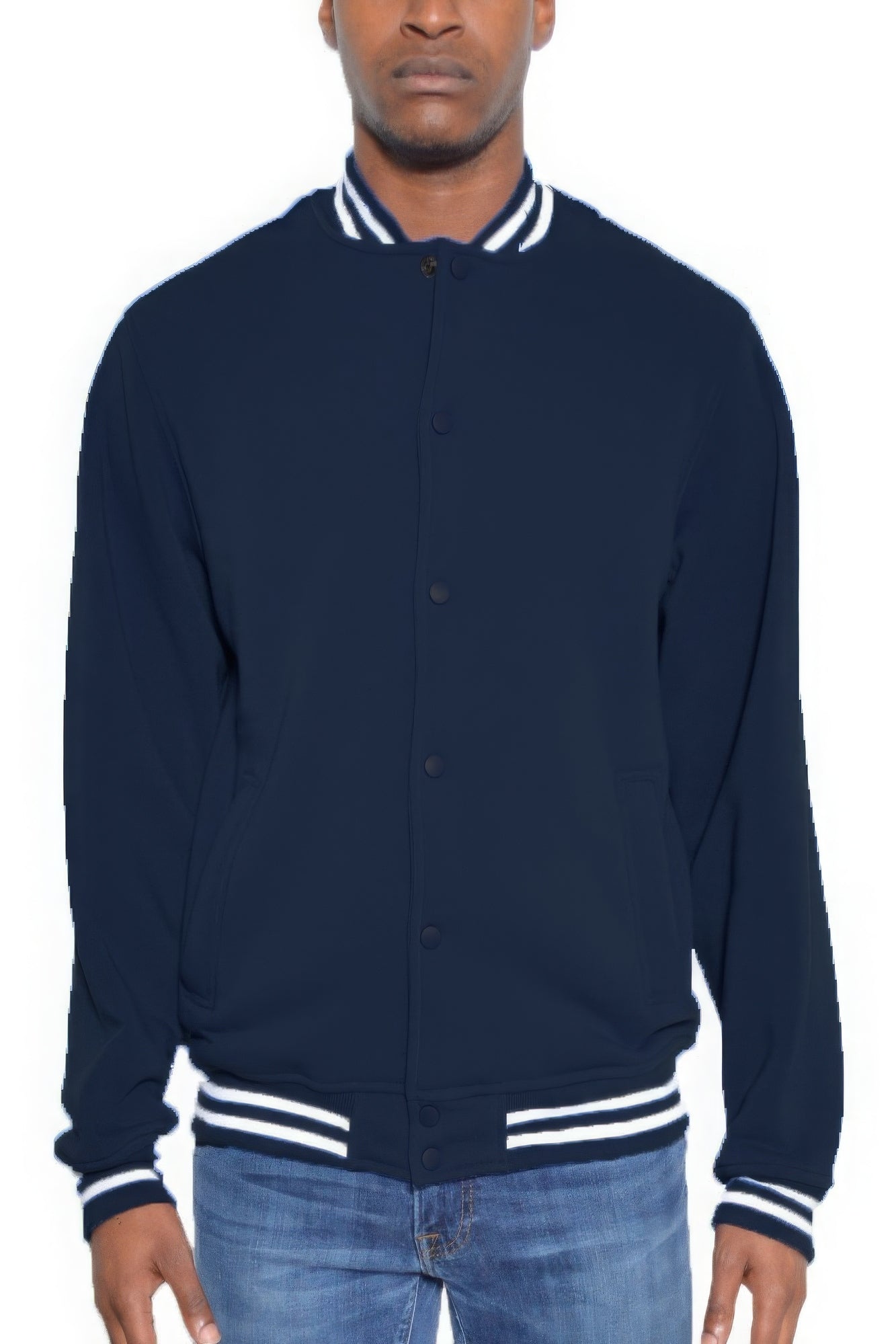 Mens Fleece Snap Button Varsity Jacket - Tigbul's Variety Fashion Shop