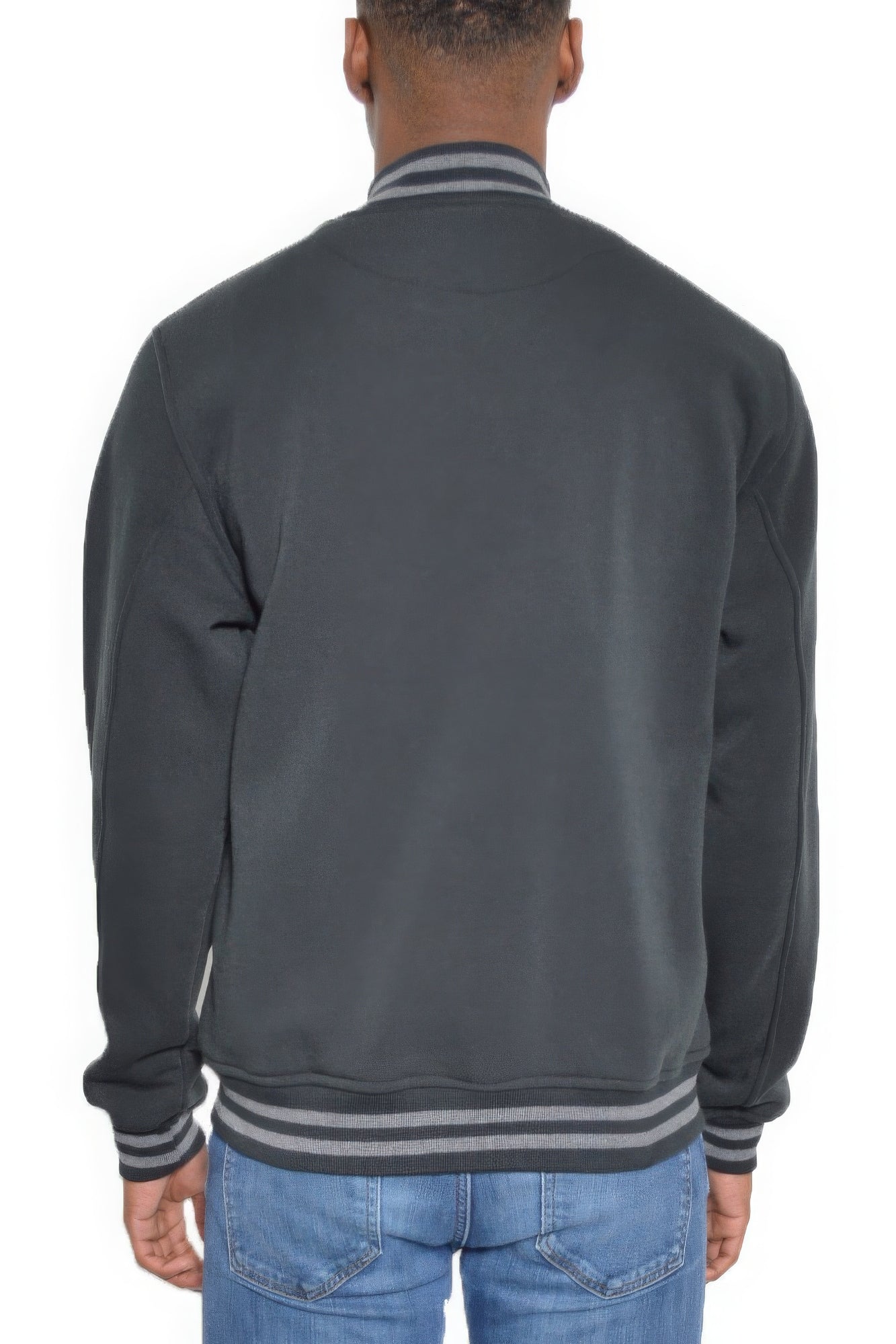 Mens Fleece Snap Button Varsity Jacket - Tigbul's Variety Fashion Shop