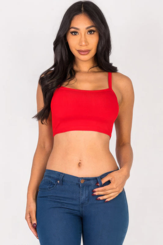 Ribbed Knit Cami Crop Top - Tigbul's Variety Fashion Shop