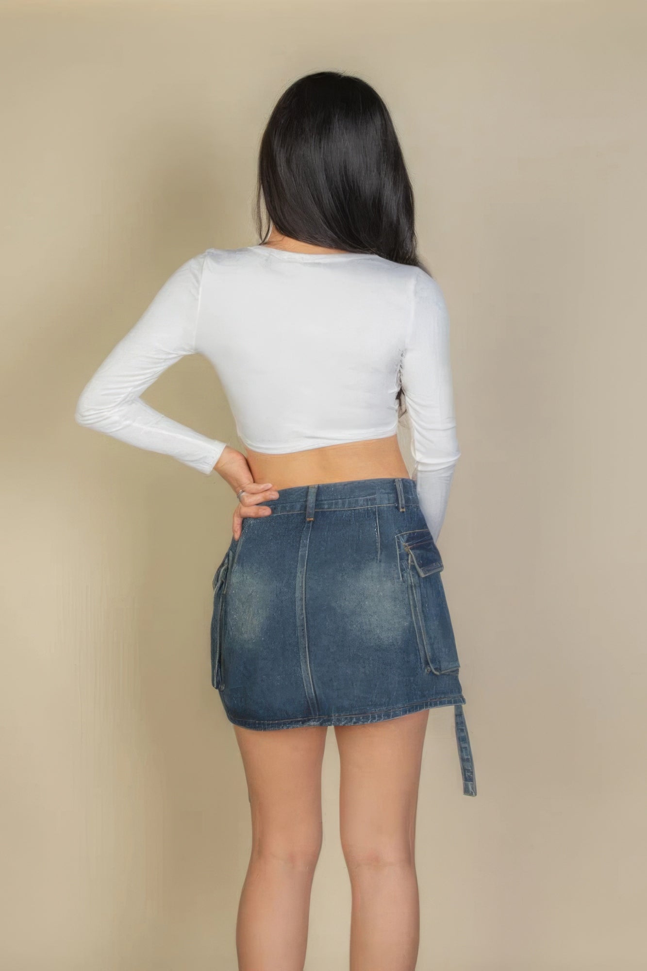 Solid Rib Knit Square Neck Long Sleeve Top - Tigbul's Variety Fashion Shop