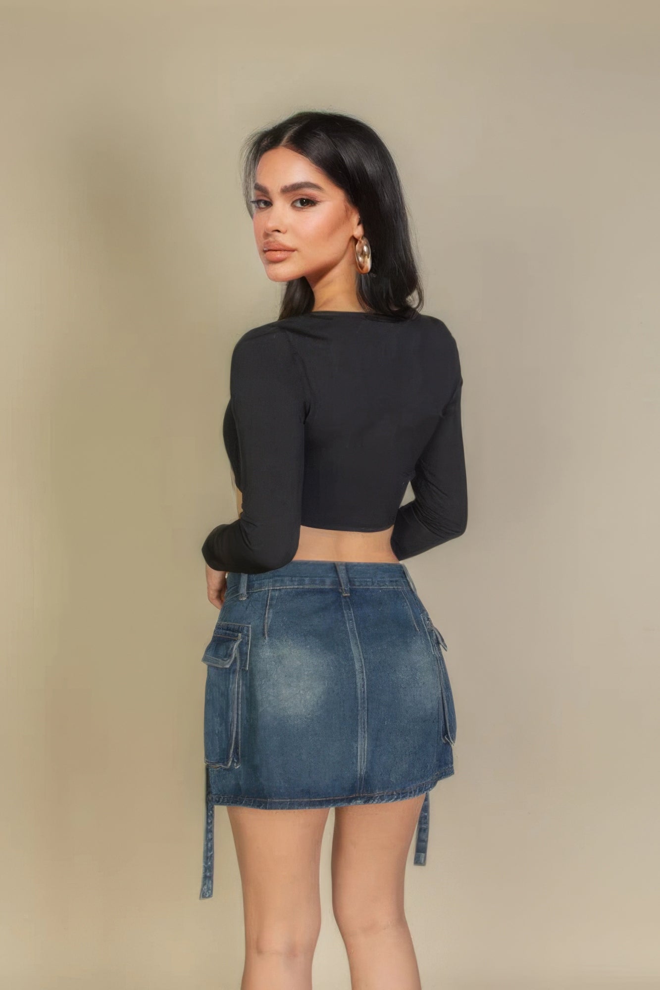 Solid Rib Knit Square Neck Long Sleeve Top - Tigbul's Variety Fashion Shop