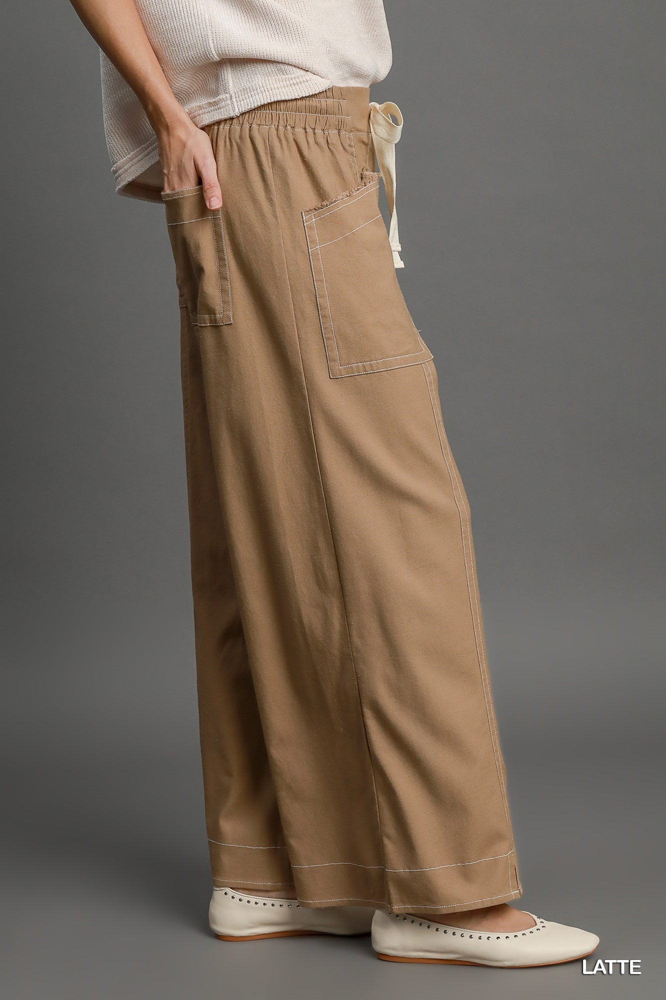 Wide Leg Pull On linen blend Pants - Tigbul's Variety Fashion Shop