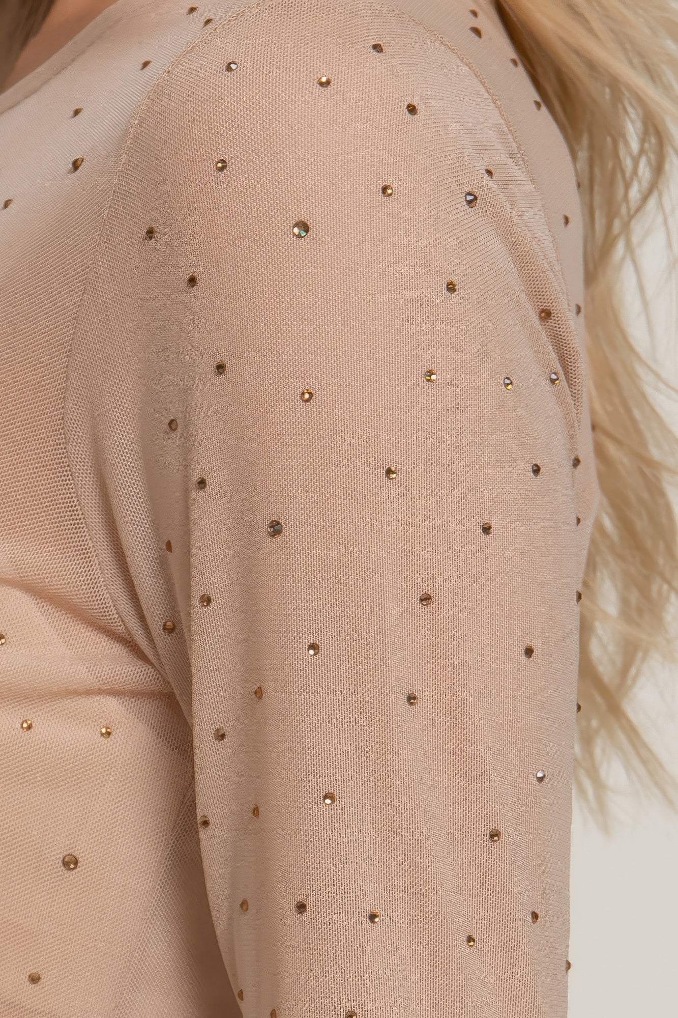 Long Slv Mesh W/rhinestone Top - Tigbul's Variety Fashion Shop
