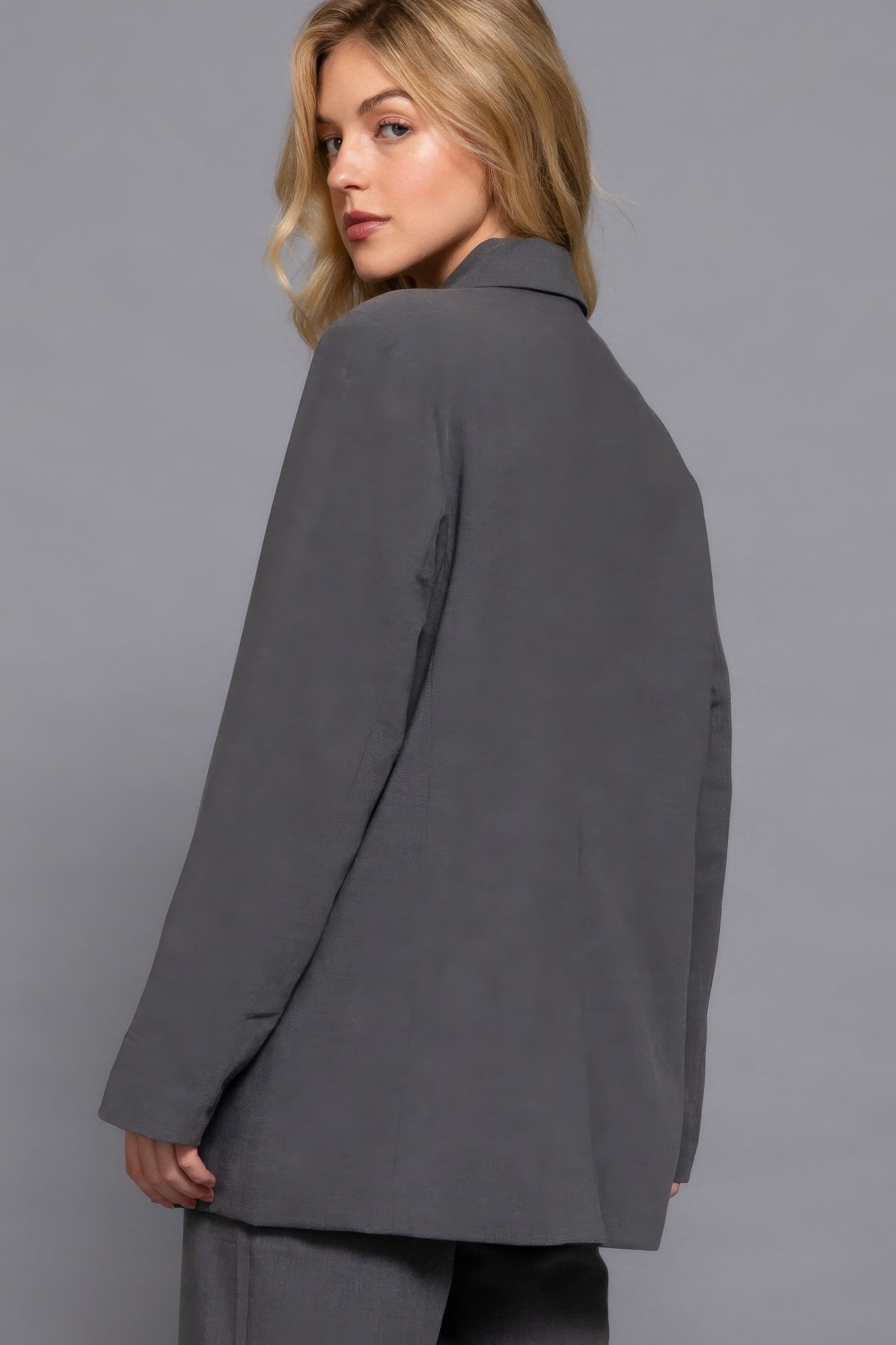 Long slv front button closure blazer - Tigbul's Variety Fashion Shop