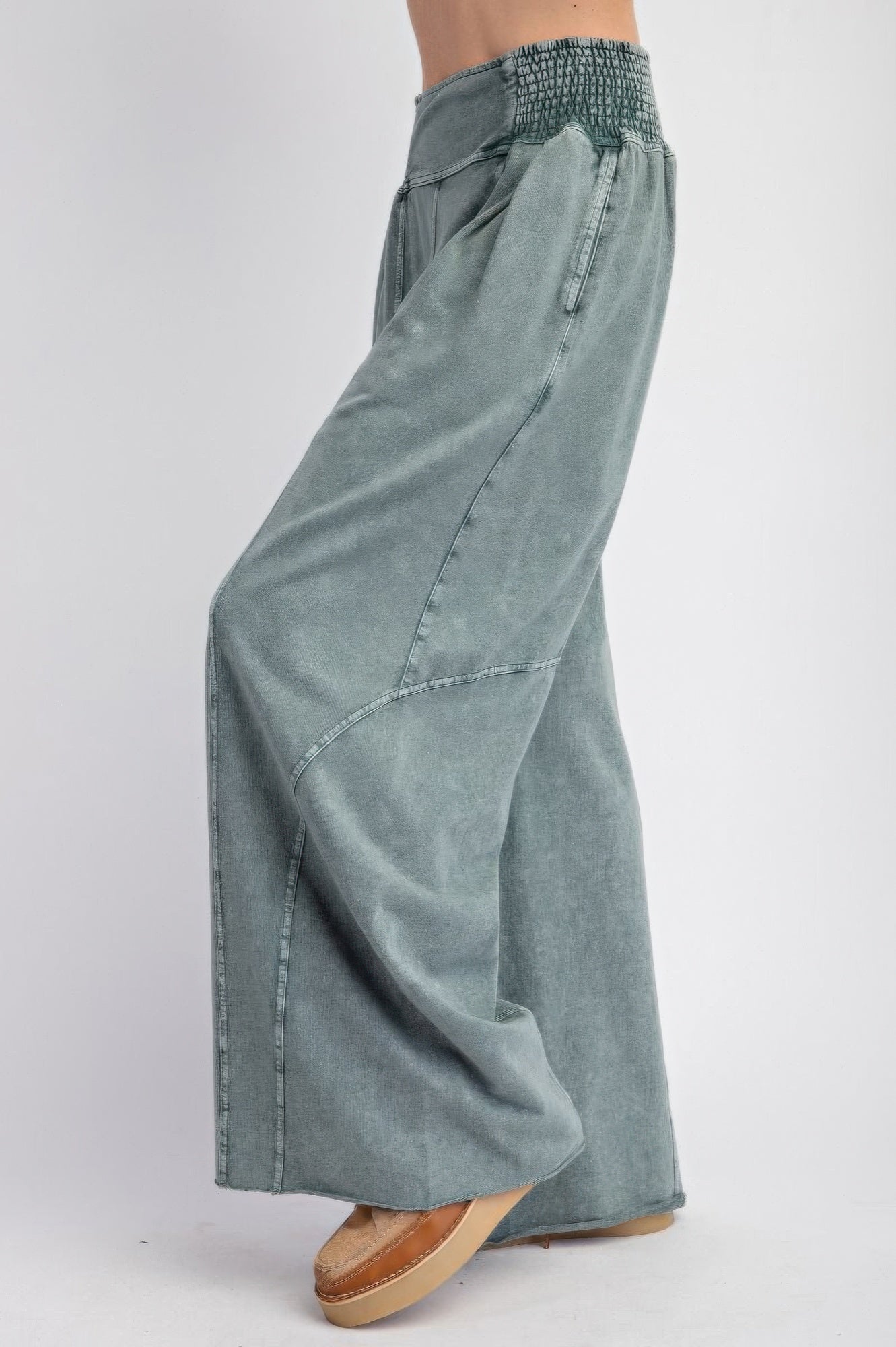 Mineral washed terry knit pants - Tigbul's Variety Fashion Shop