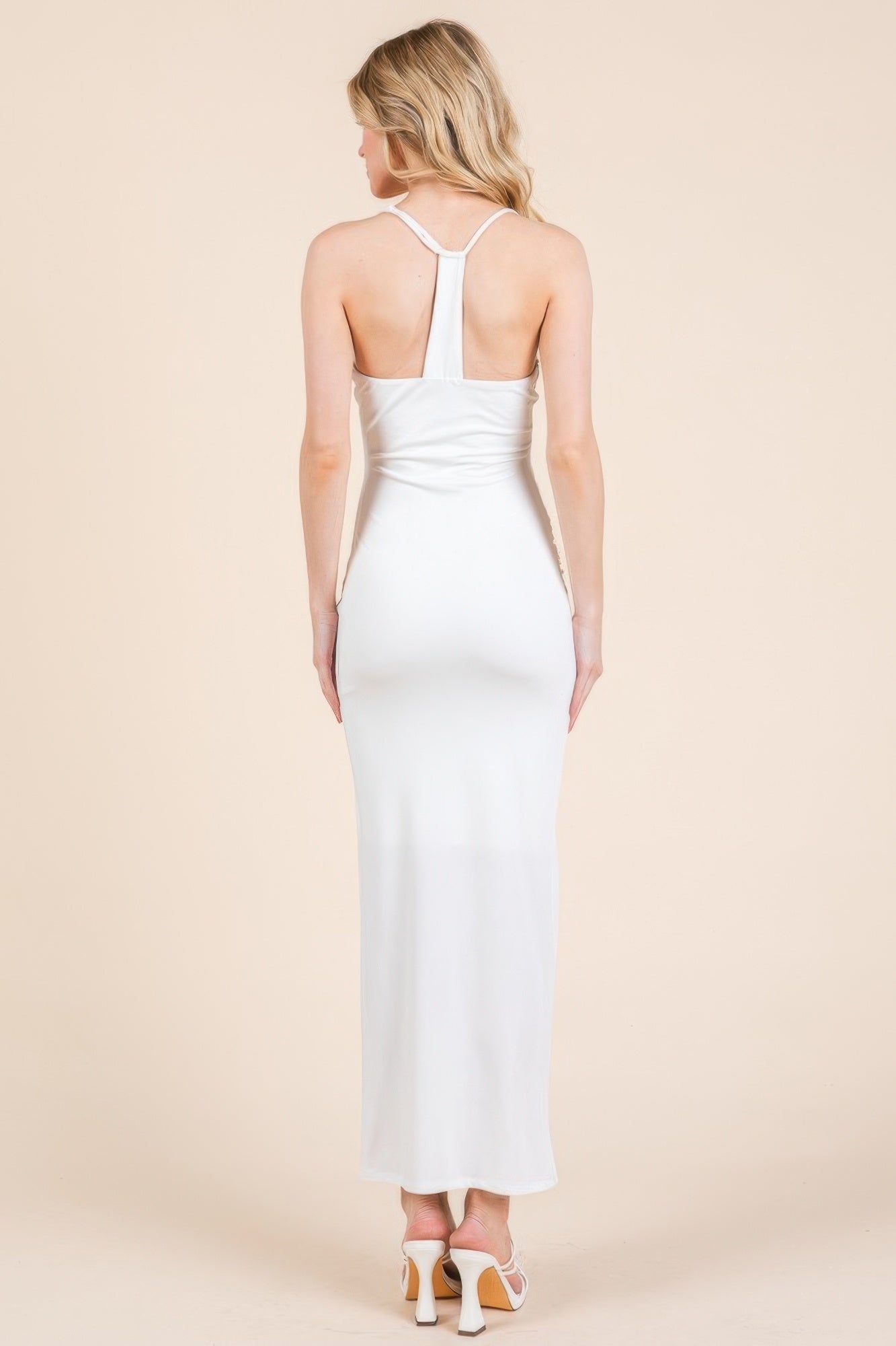 Asymmetry Ruched Double Layered Maxi Dress - Tigbul's Variety Fashion Shop