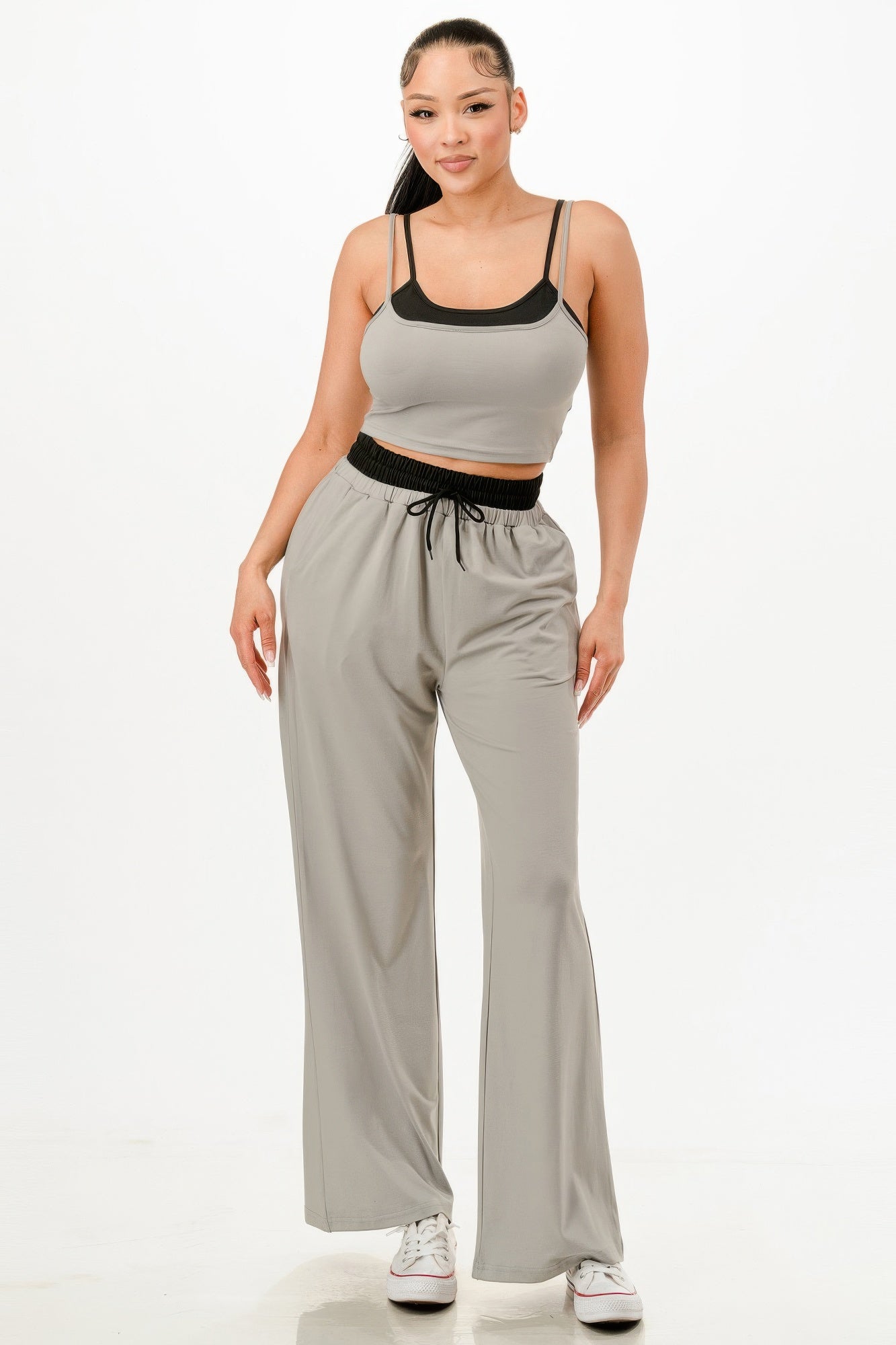 Gray Tank Top And Sweatpants Set - Tigbul's Variety Fashion Shop