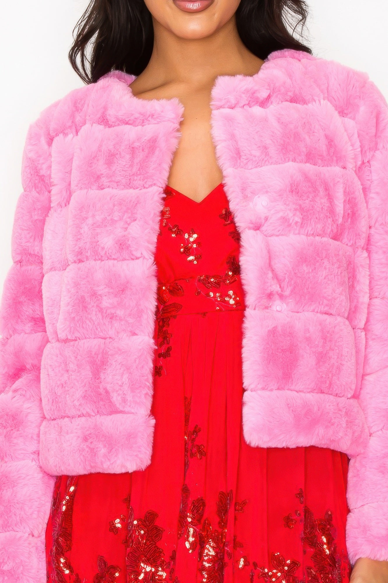 Faux Fur Buttoned Quilted Jacket - Tigbul's Variety Fashion Shop
