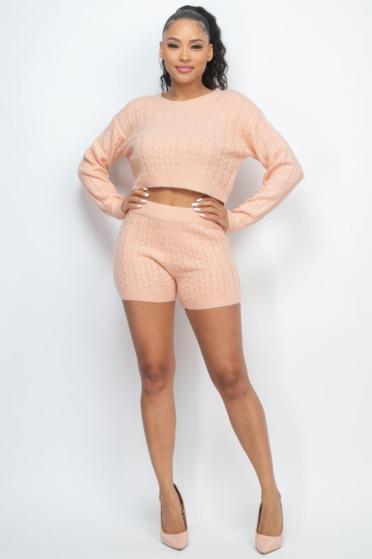 Ribbed Crop Top And Shorts Set - Tigbul's Variety Fashion Shop