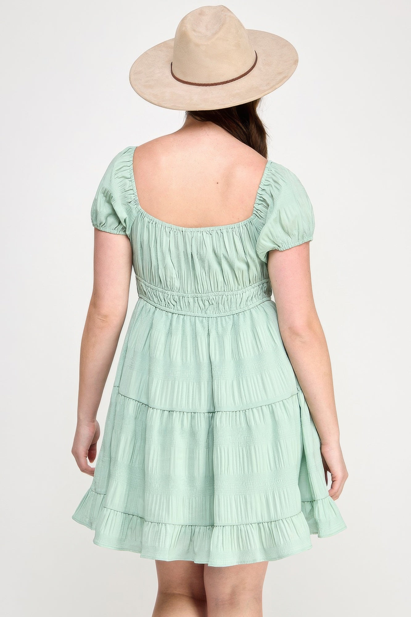 Plus Crinkle Textured Front Tie Mini Dress - Tigbul's Variety Fashion Shop