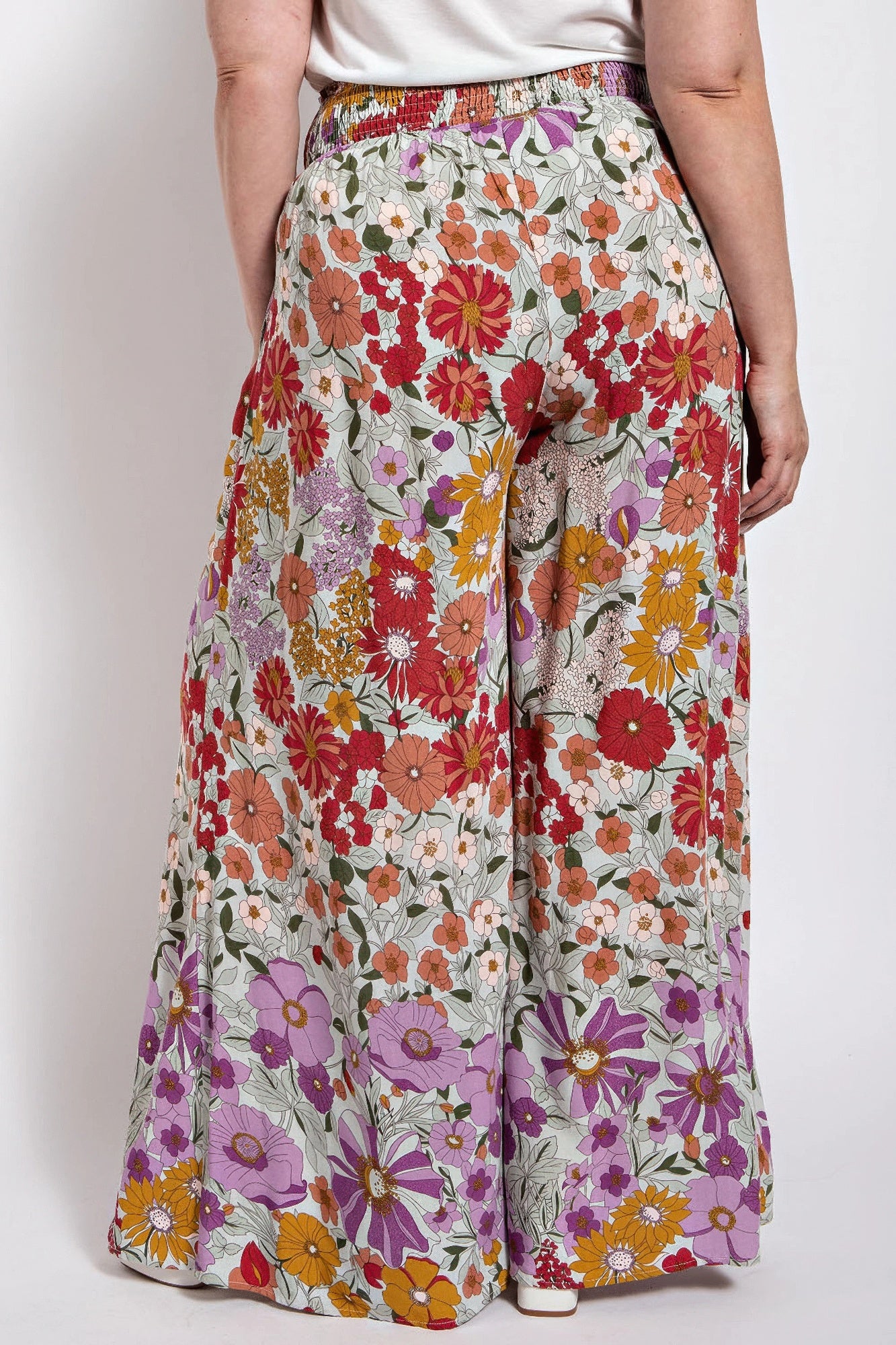 Flare Wide Leg And Waist Smocked Pants With Side Pocket - Tigbul's Variety Fashion Shop