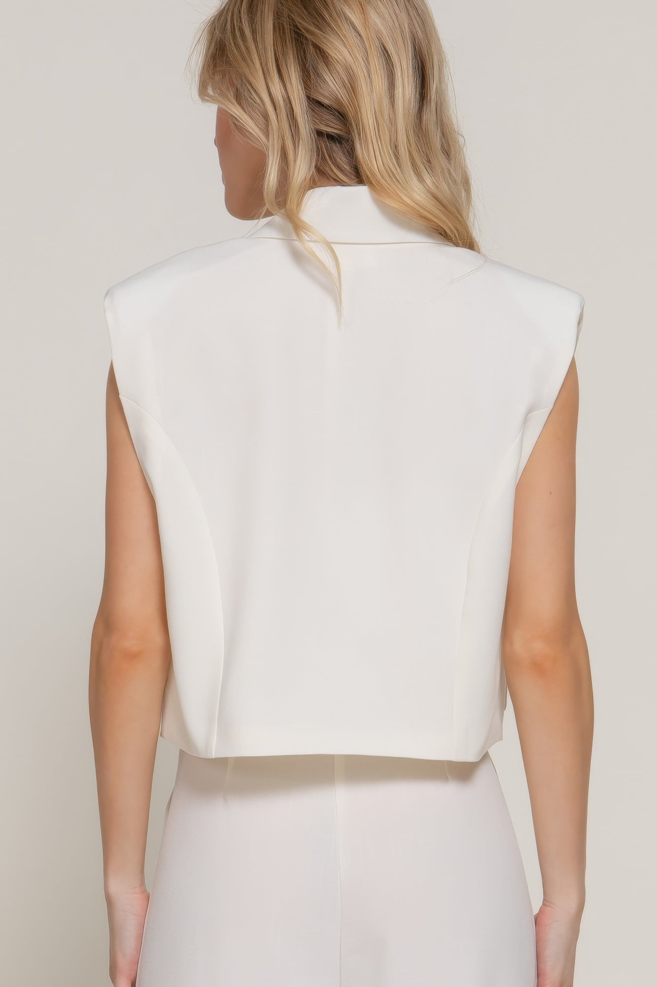 Lapel Collar W/shoulder Pads Vest - Tigbul's Variety Fashion Shop