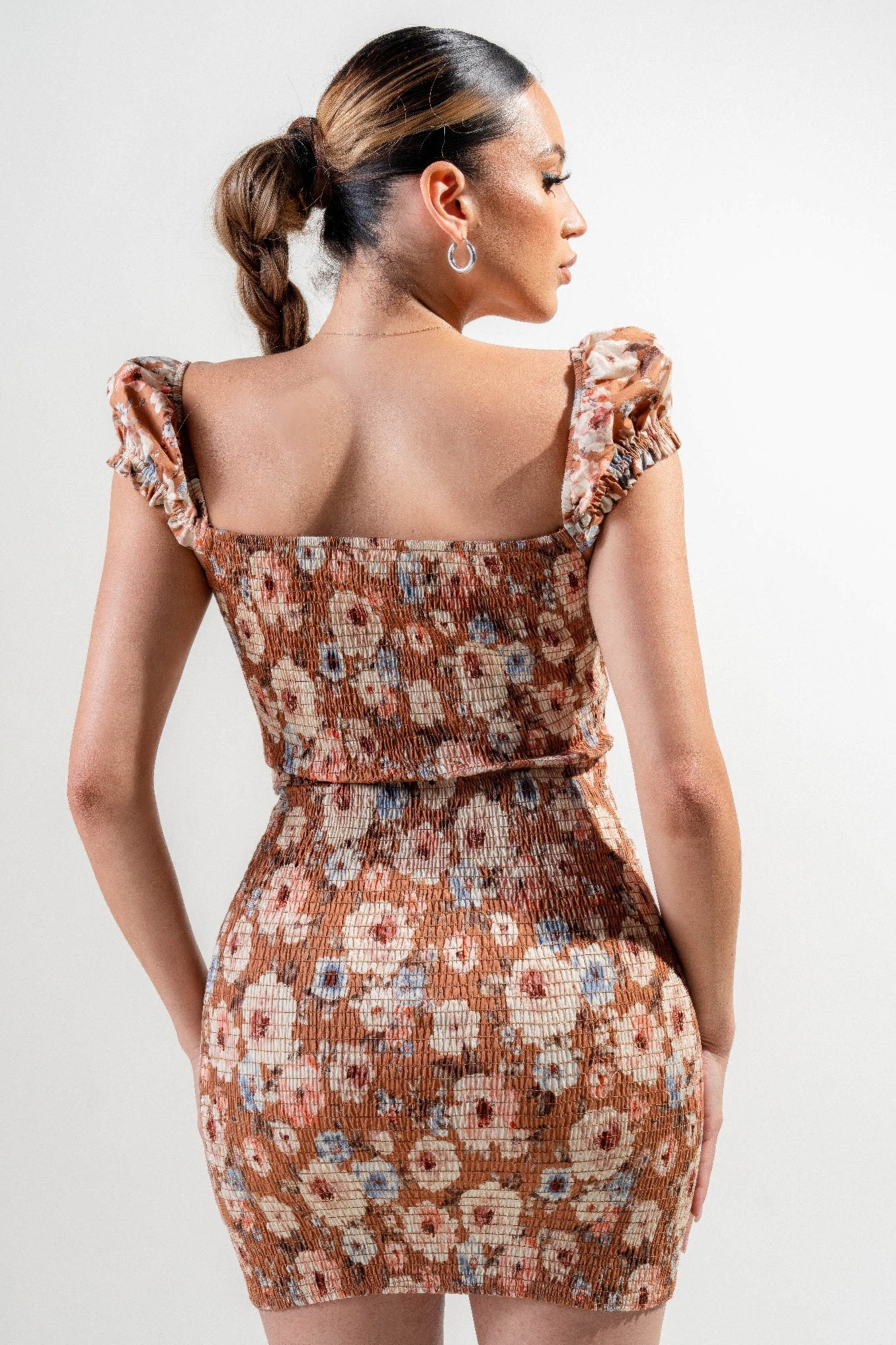 Strech Poplin Print Mini Dress - Tigbul's Variety Fashion Shop