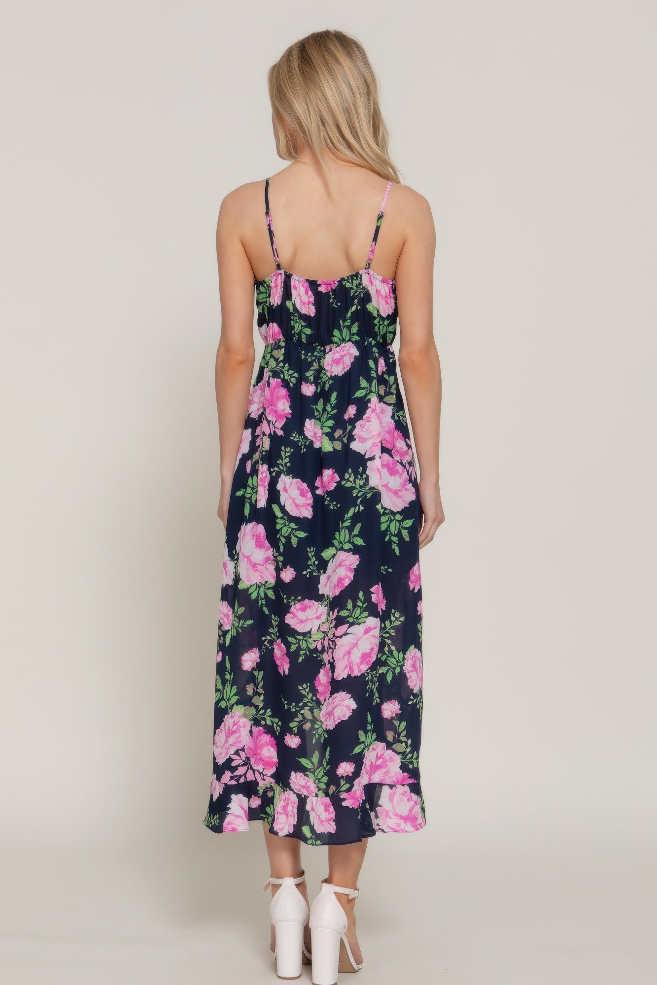 Floral Print Ruffle Slip Midi Dress - Tigbul's Variety Fashion Shop