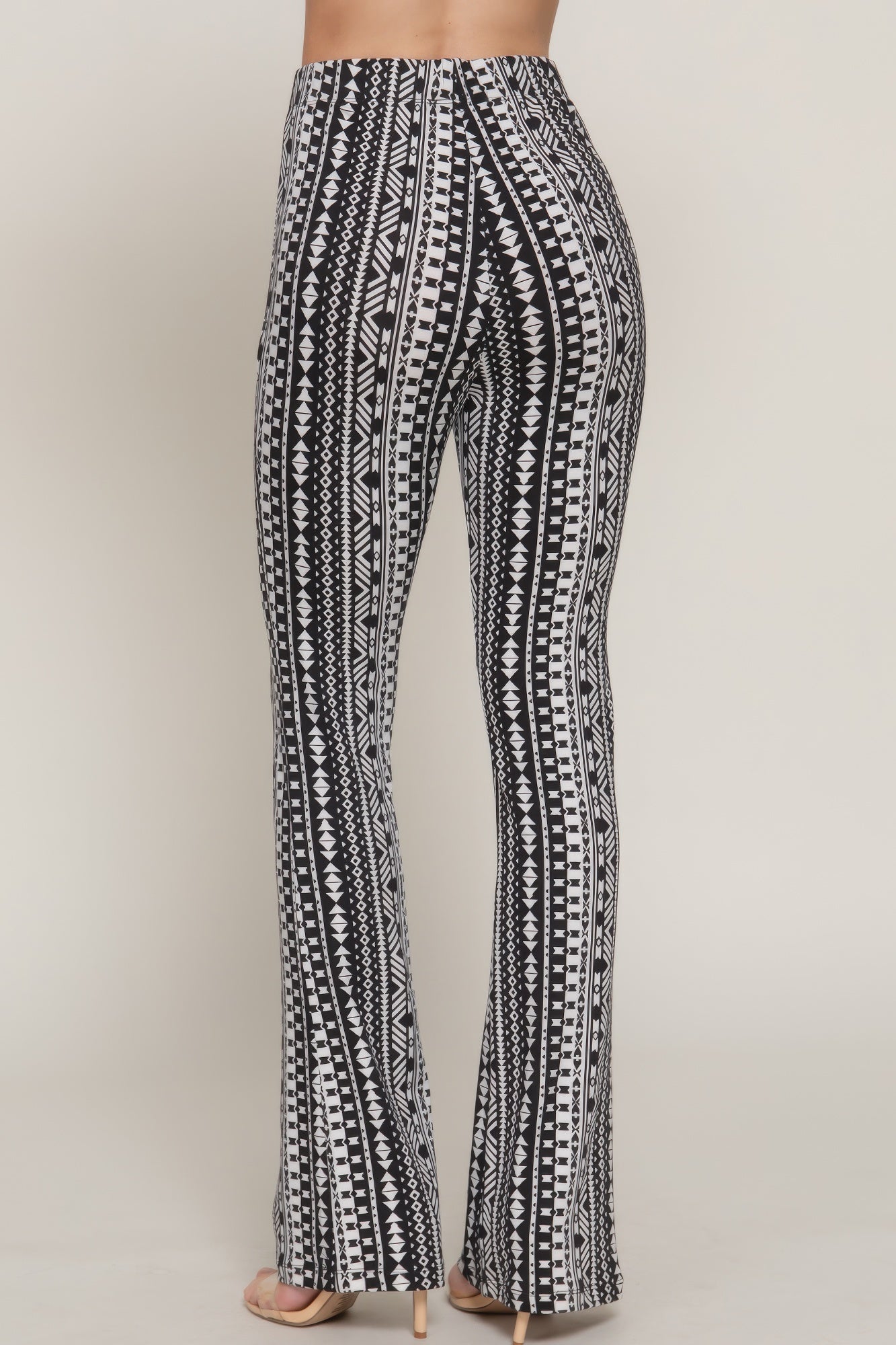 Waist Elastic Slim Flare Print Pants - Tigbul's Variety Fashion Shop