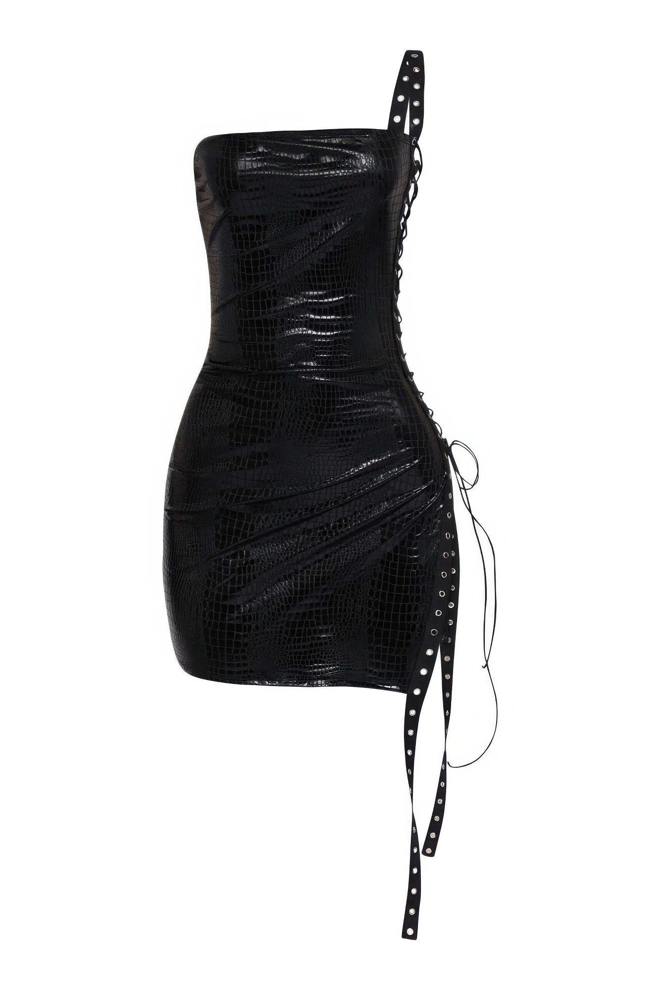 Side Open Lace Up Black Tube Dress - Tigbul's Variety Fashion Shop