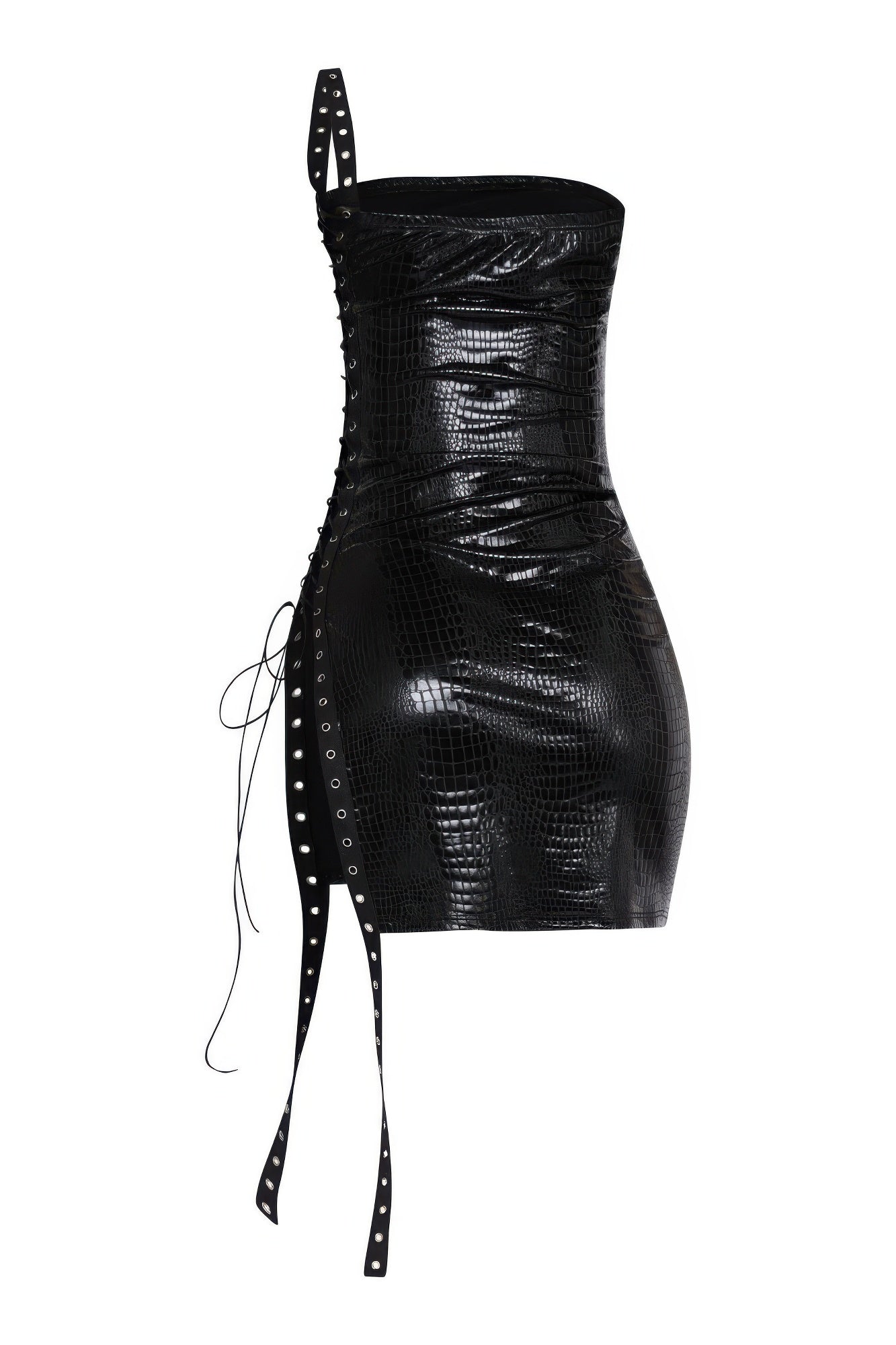 Side Open Lace Up Black Tube Dress - Tigbul's Variety Fashion Shop