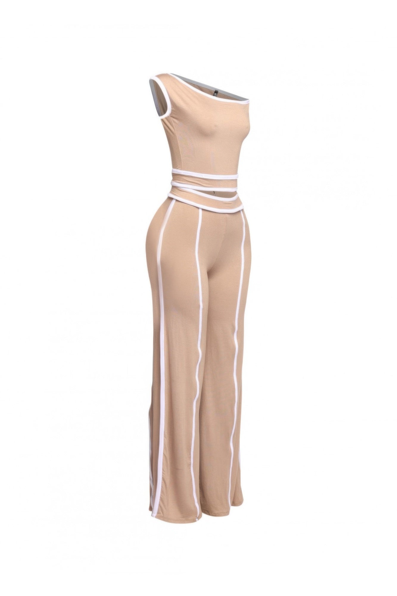 Color Contrast Detailed Off Shoulder Set - Tigbul's Variety Fashion Shop