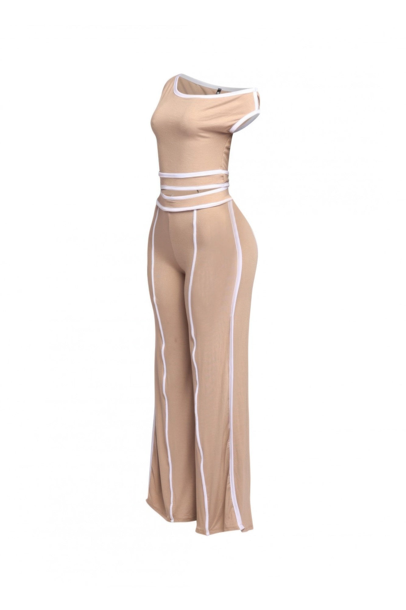 Color Contrast Detailed Off Shoulder Set - Tigbul's Variety Fashion Shop
