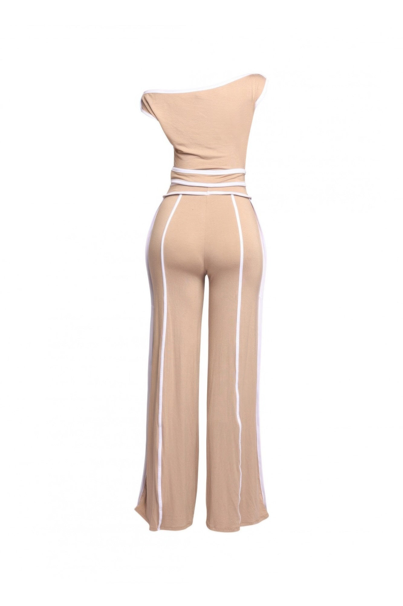 Color Contrast Detailed Off Shoulder Set - Tigbul's Variety Fashion Shop