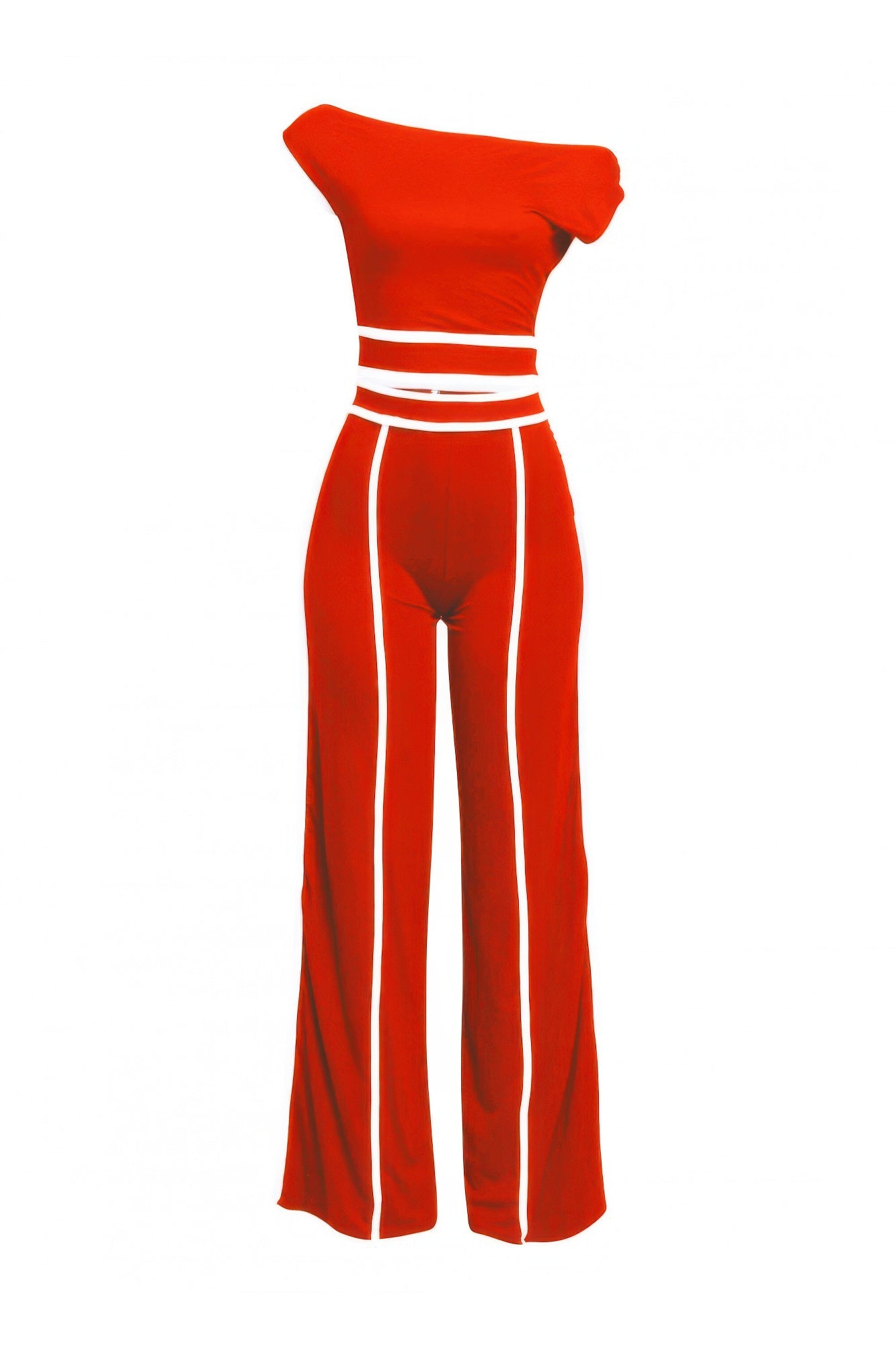 Color Contrast Detailed Off Shoulder Set - Tigbul's Variety Fashion Shop