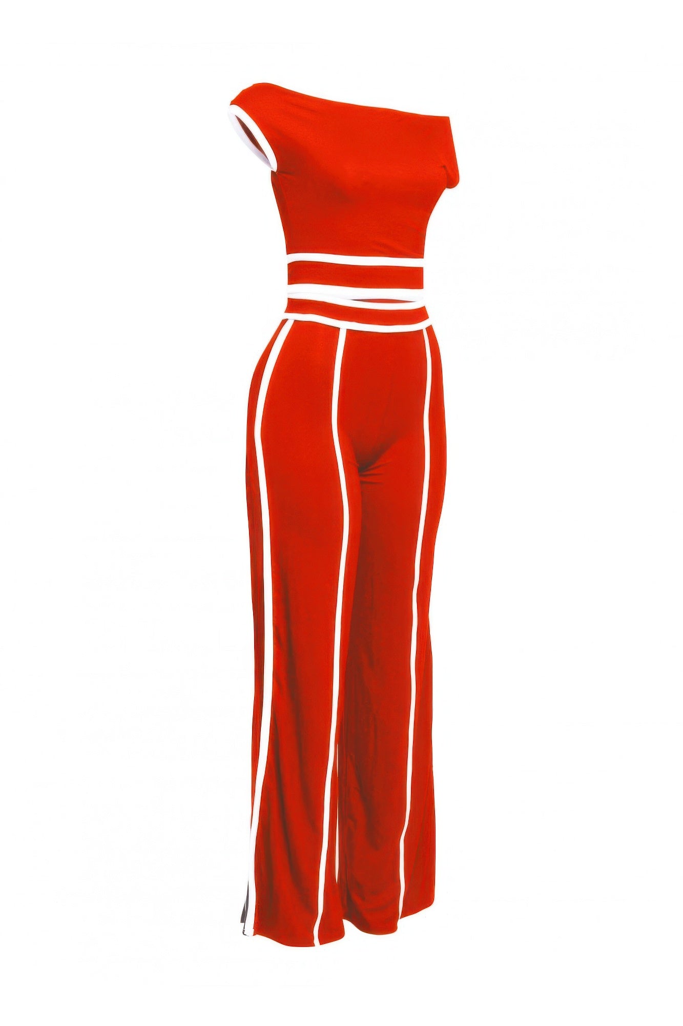 Color Contrast Detailed Off Shoulder Set - Tigbul's Variety Fashion Shop