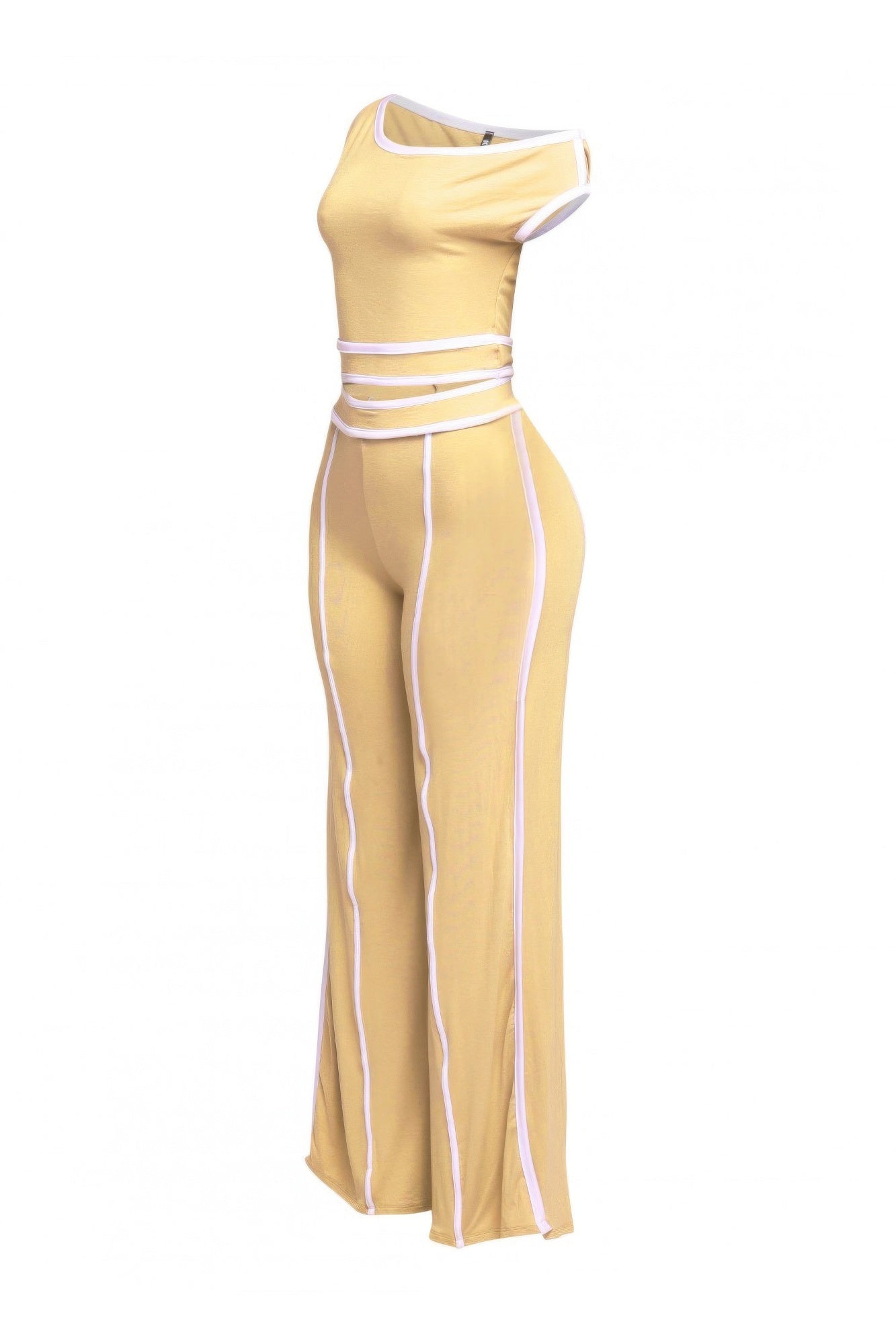 Color Contrast Detailed Off Shoulder Set - Tigbul's Variety Fashion Shop