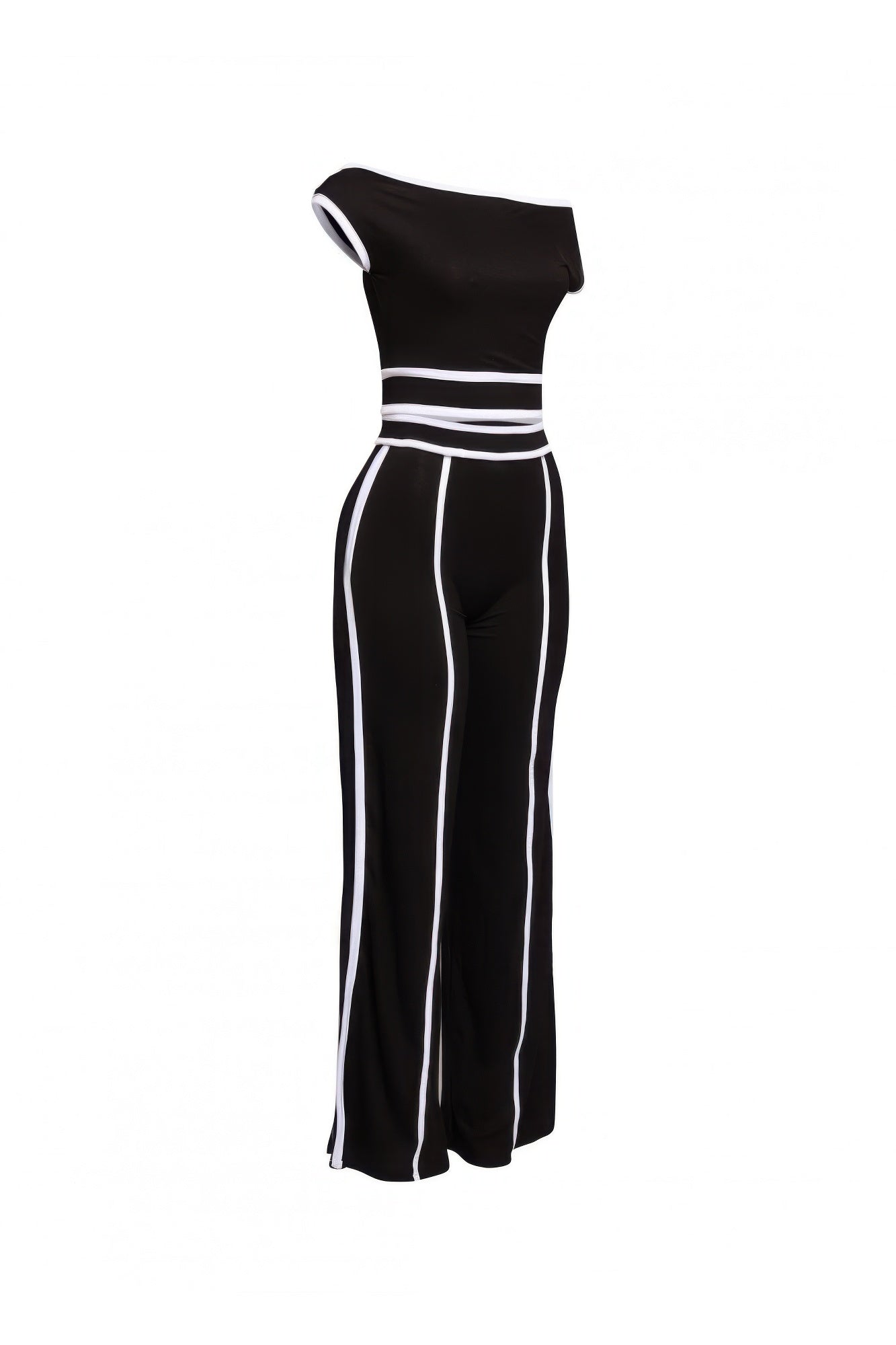 Color Contrast Detailed Off Shoulder Set - Tigbul's Variety Fashion Shop