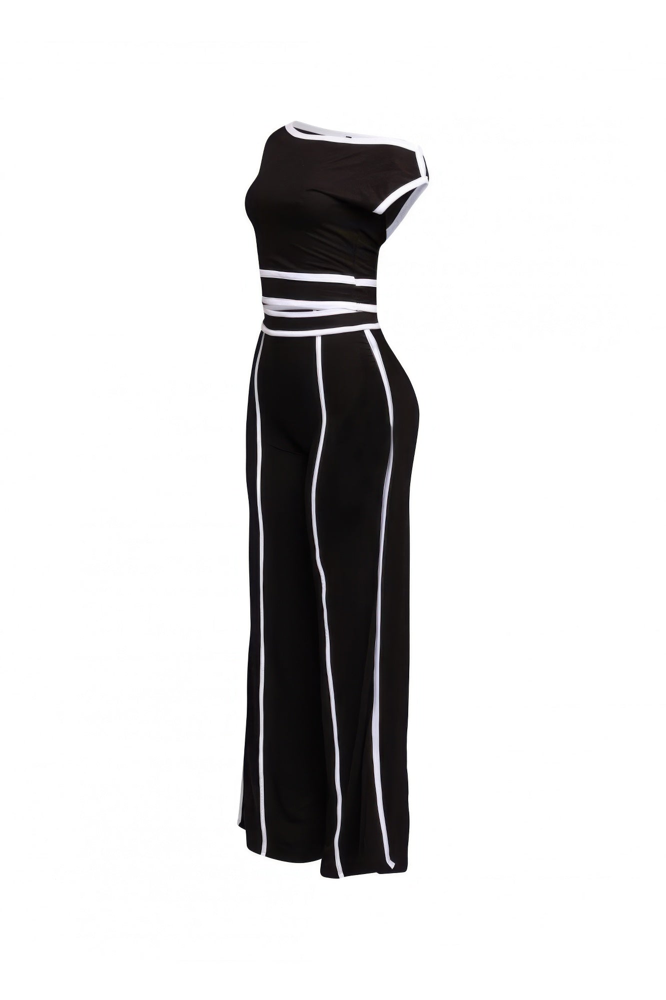 Color Contrast Detailed Off Shoulder Set - Tigbul's Variety Fashion Shop