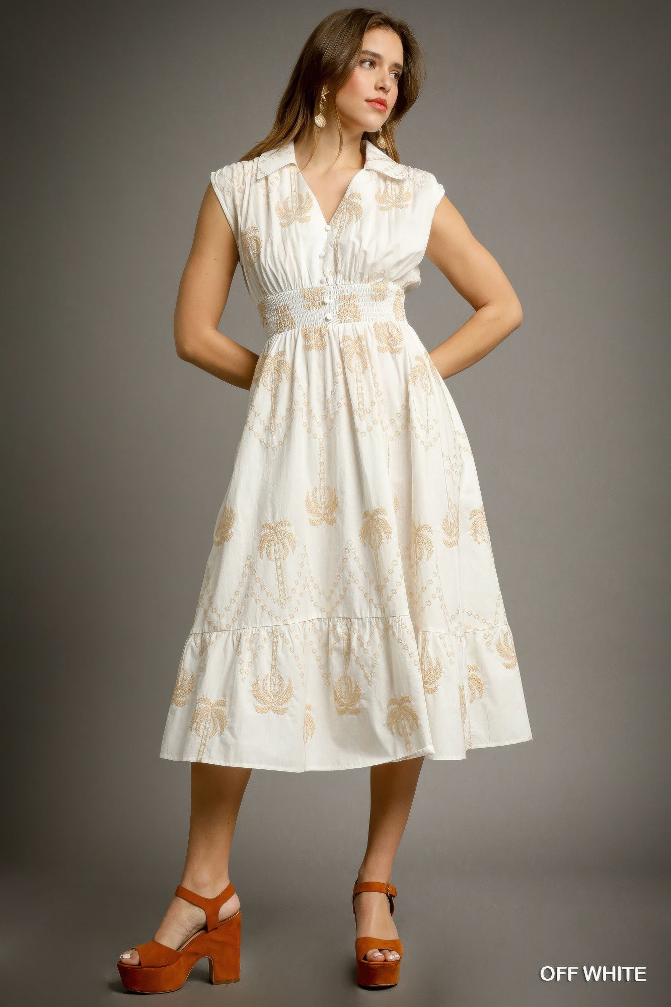 Tropical Breeze Embroidered Midi Dress - Tigbul's Variety Fashion Shop