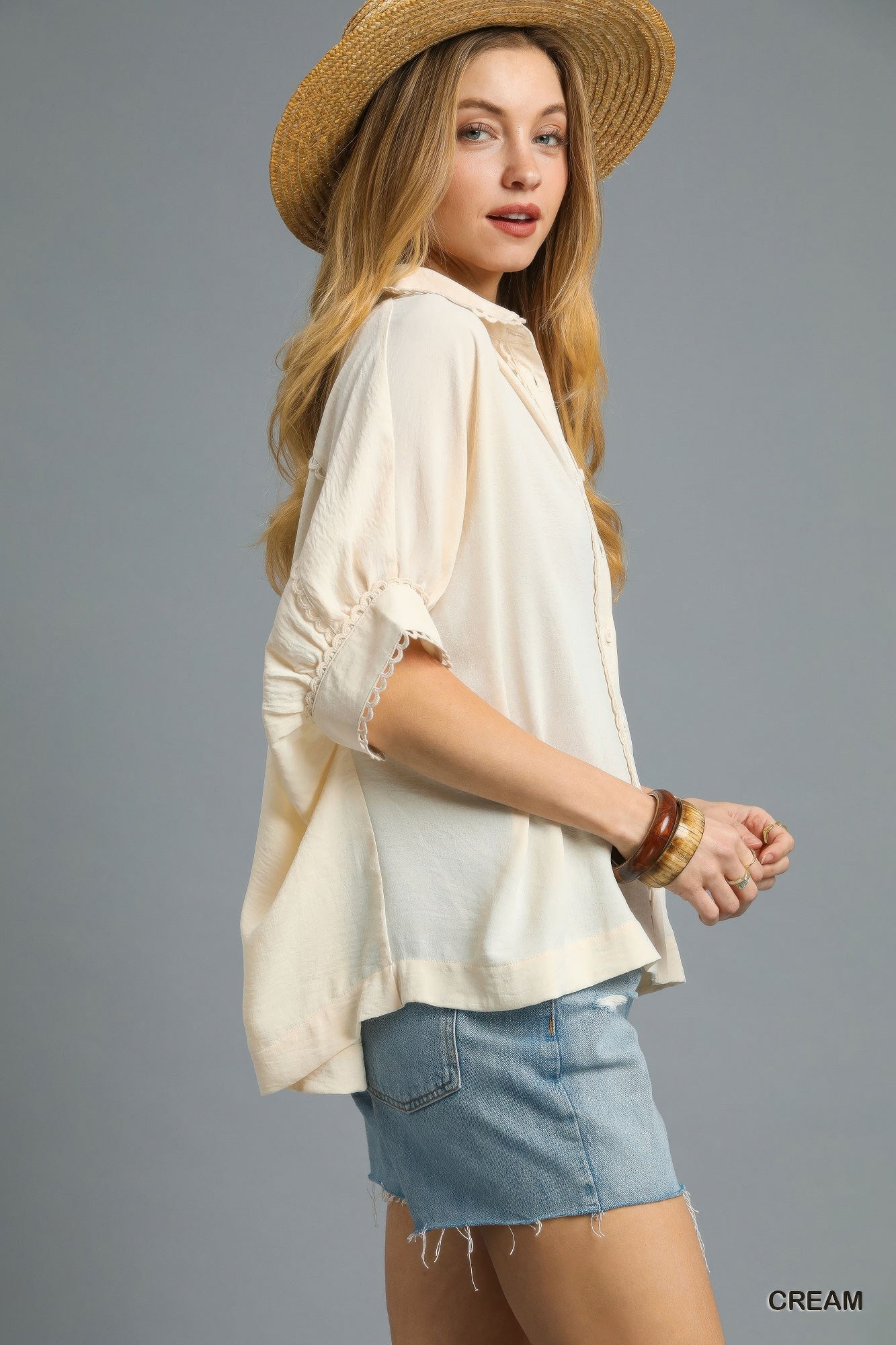 Fresh Flair Scallop Trim Blouse - Tigbul's Variety Fashion Shop