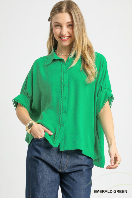 Fresh Flair Scallop Trim Blouse - Tigbul's Variety Fashion Shop