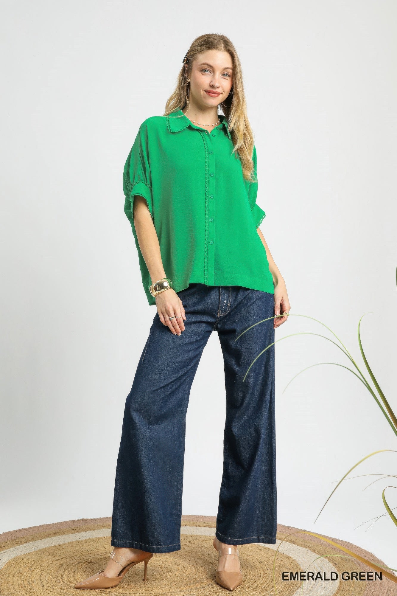 Fresh Flair Scallop Trim Blouse - Tigbul's Variety Fashion Shop
