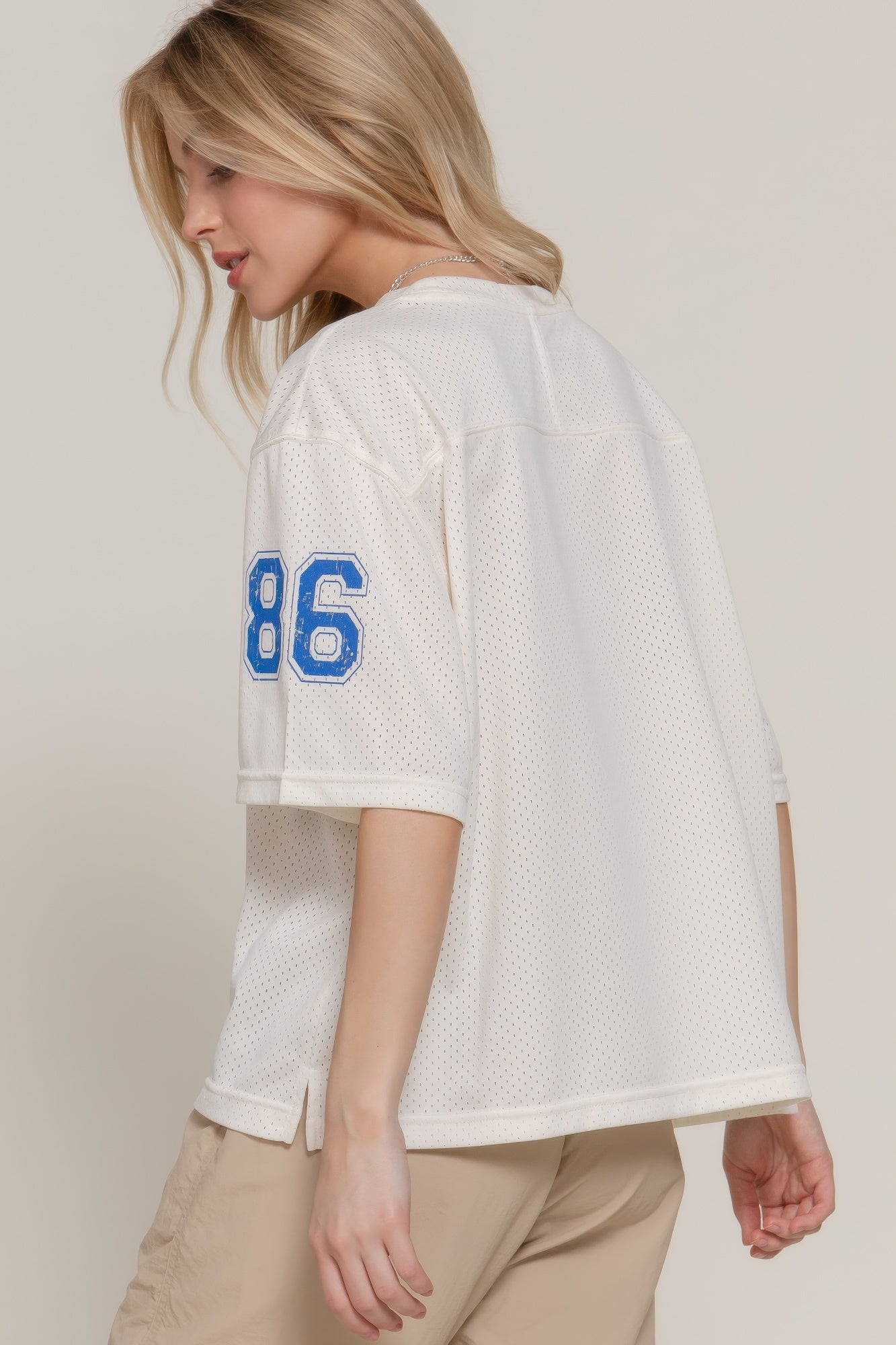 Silk Screen Print Mesh Oversize Basball T-shirt - Tigbul's Variety Fashion Shop