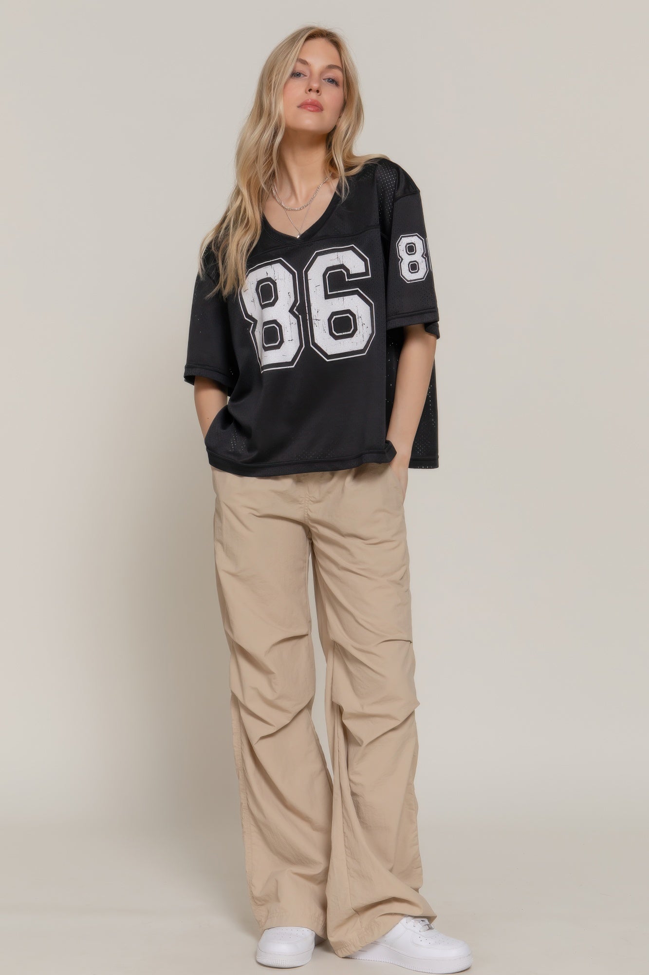 Silk Screen Print Mesh Oversize Basball T-shirt - Tigbul's Variety Fashion Shop