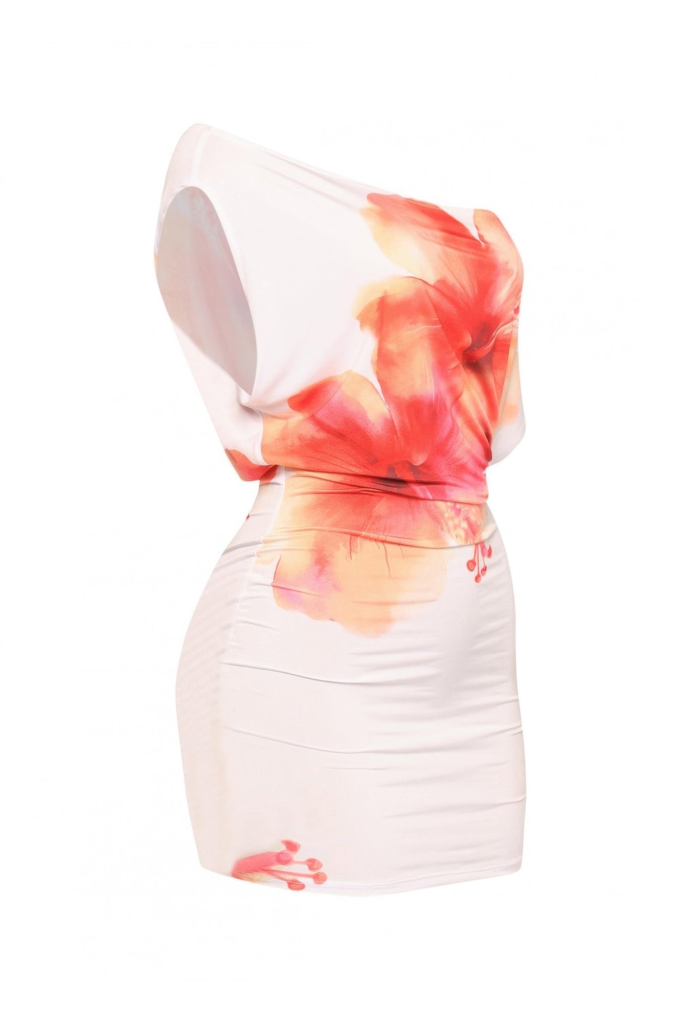 Plus Size Large Flower Printed Draped Mini Dress - Tigbul's Variety Fashion Shop
