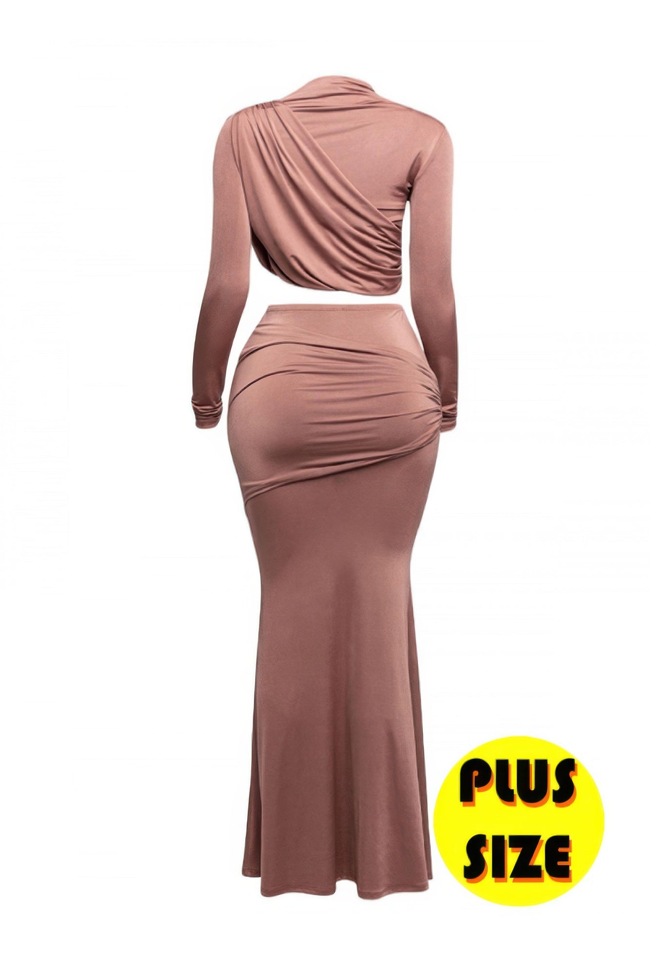 Plus Size Shirring Detailed Top & Long Skirt Set - Tigbul's Variety Fashion Shop