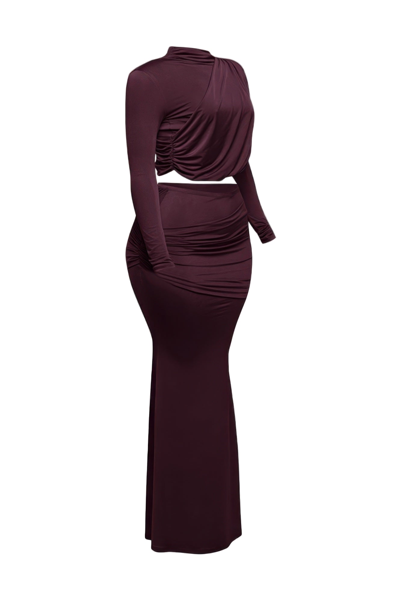 Plus Size Shirring Detailed Top & Long Skirt Set - Tigbul's Variety Fashion Shop