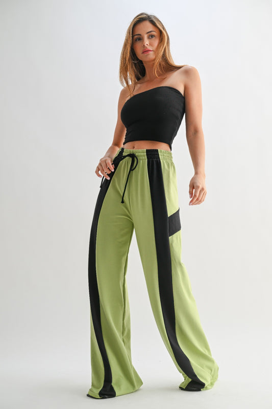 Color Block Wide Leg Lounge Pants - Tigbul's Variety Fashion Shop