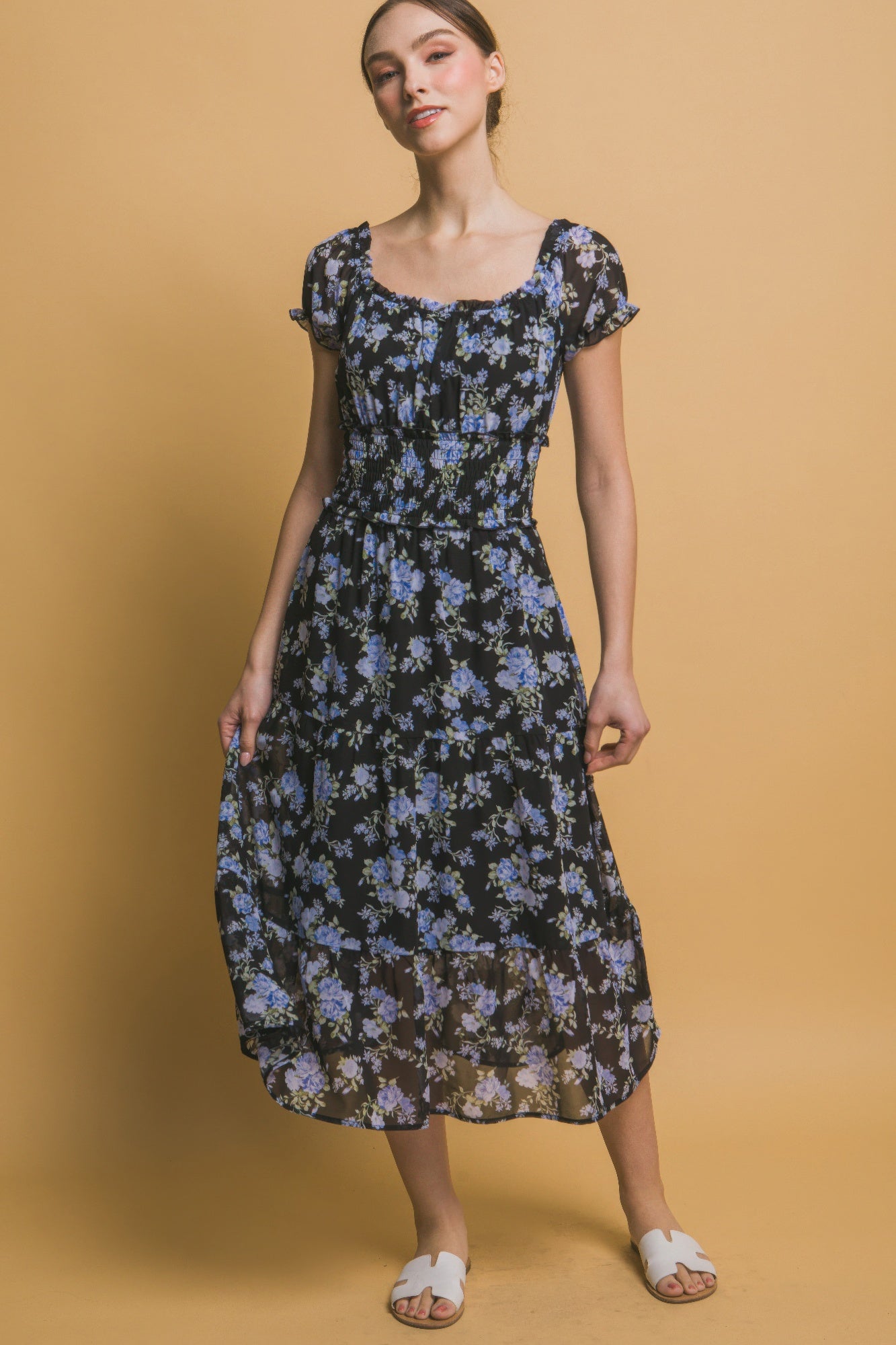 Short Sleeve Floral Maxi Dress - Tigbul's Variety Fashion Shop