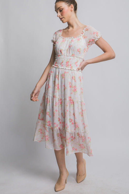 Short Sleeve Floral Maxi Dress - Tigbul's Variety Fashion Shop