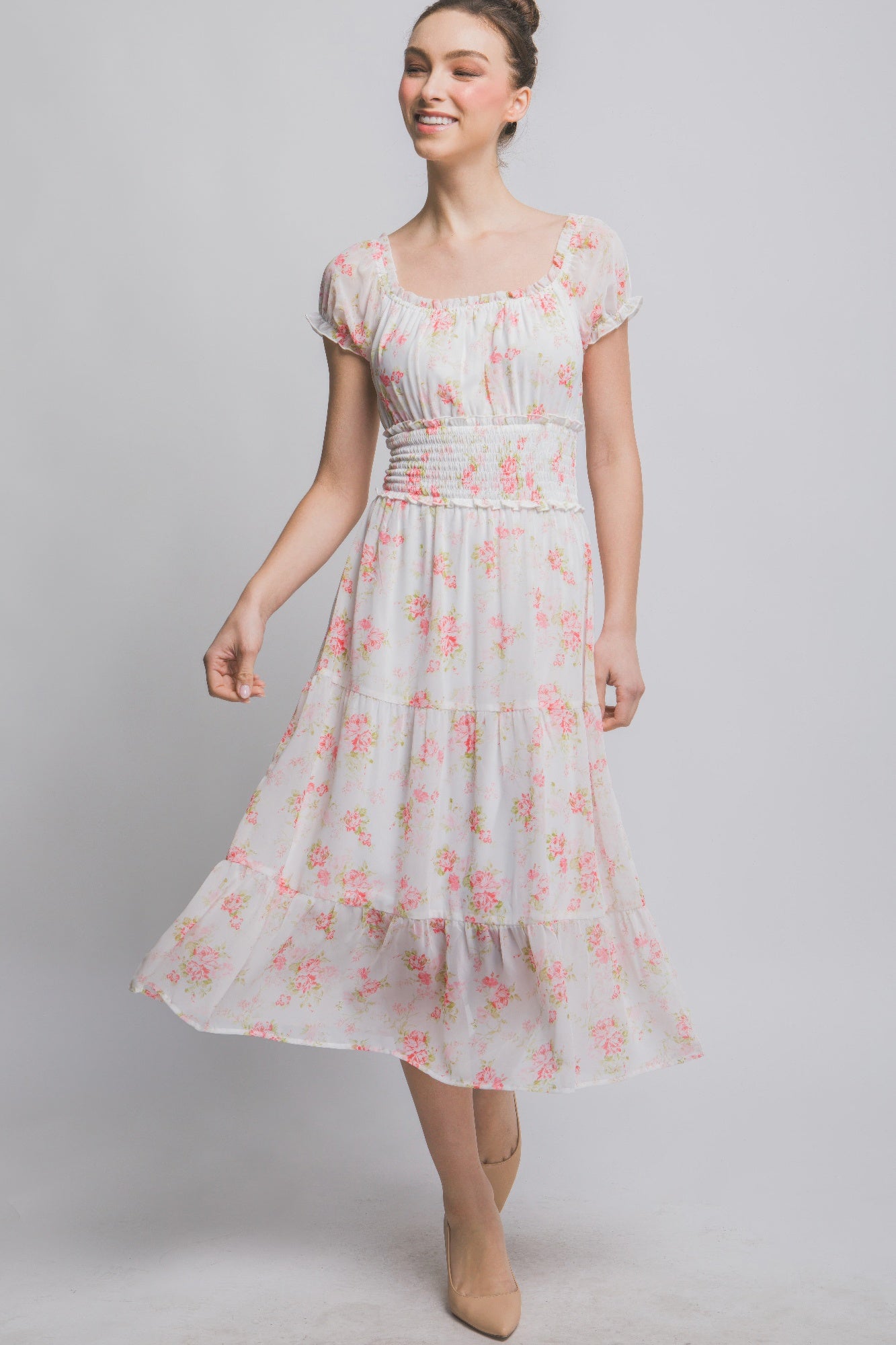 Short Sleeve Floral Maxi Dress - Tigbul's Variety Fashion Shop
