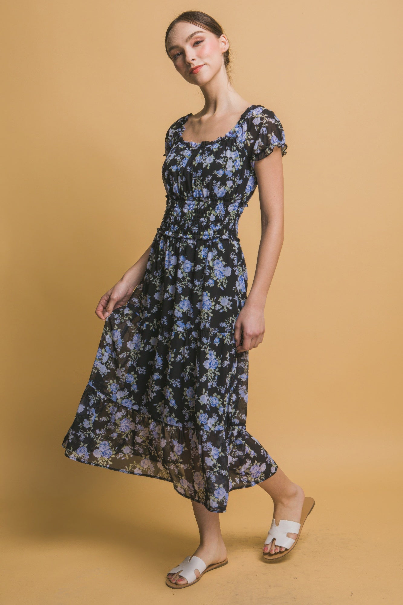Short Sleeve Floral Maxi Dress - Tigbul's Variety Fashion Shop
