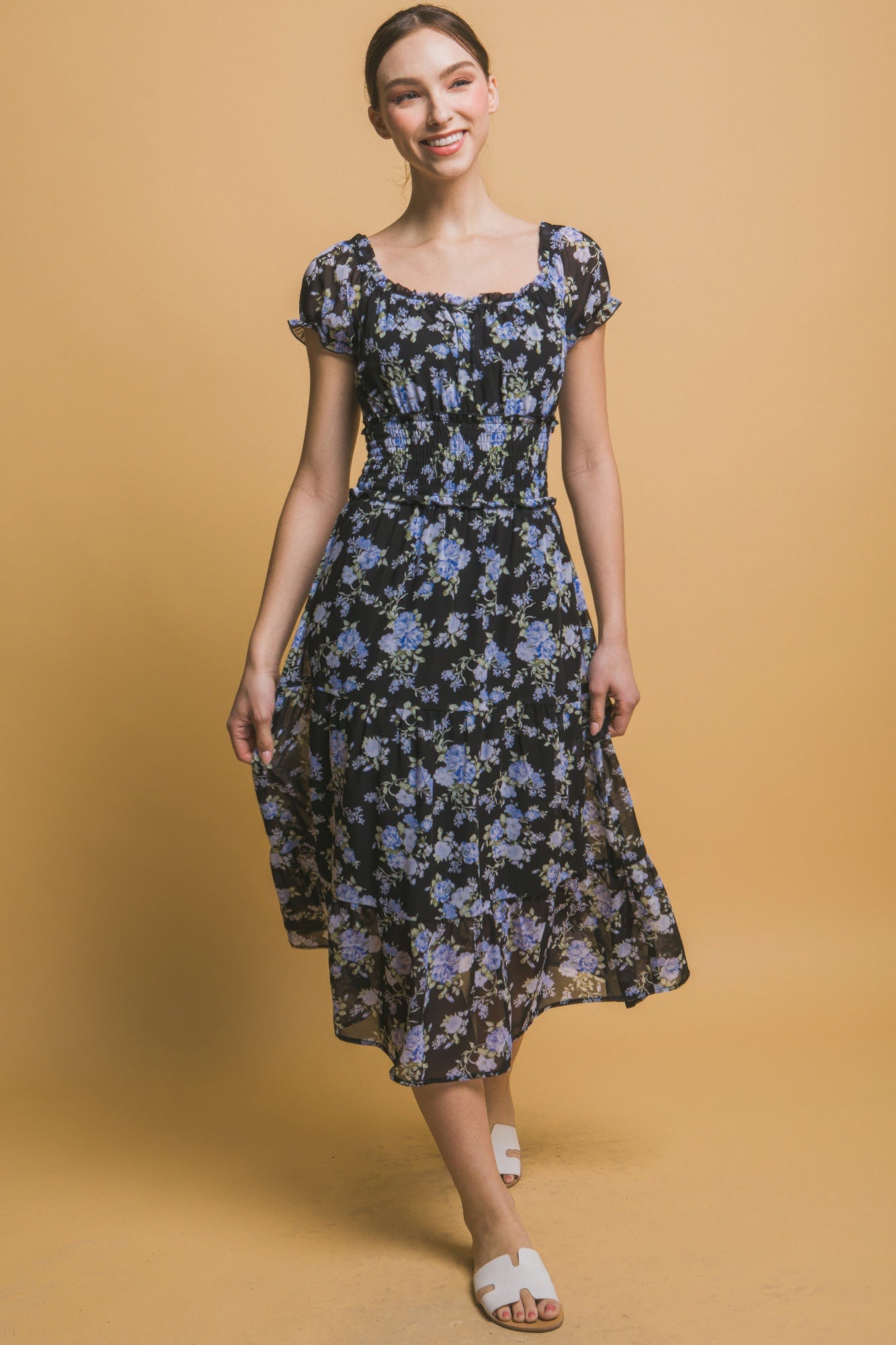 Short Sleeve Floral Maxi Dress - Tigbul's Variety Fashion Shop