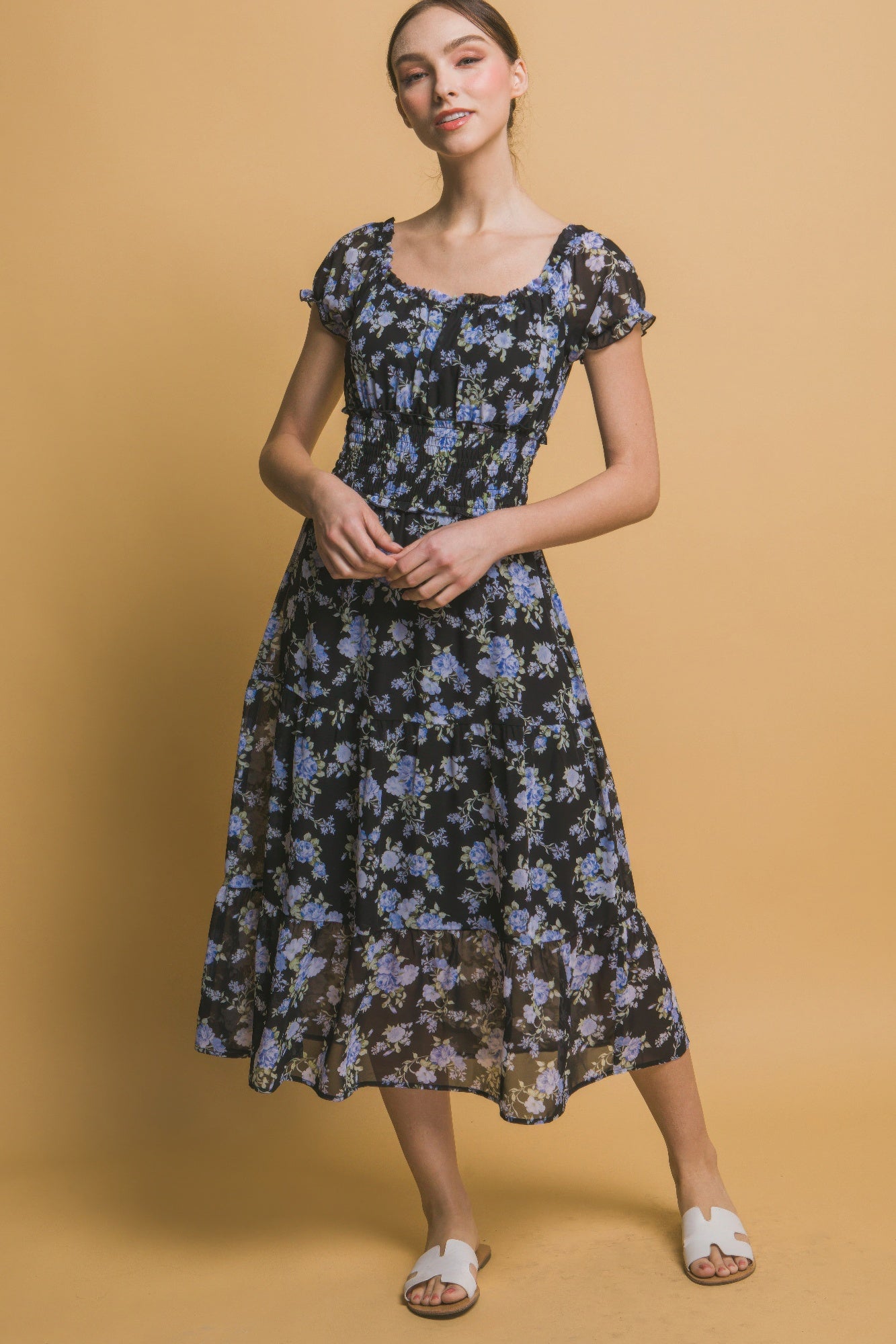Short Sleeve Floral Maxi Dress - Tigbul's Variety Fashion Shop